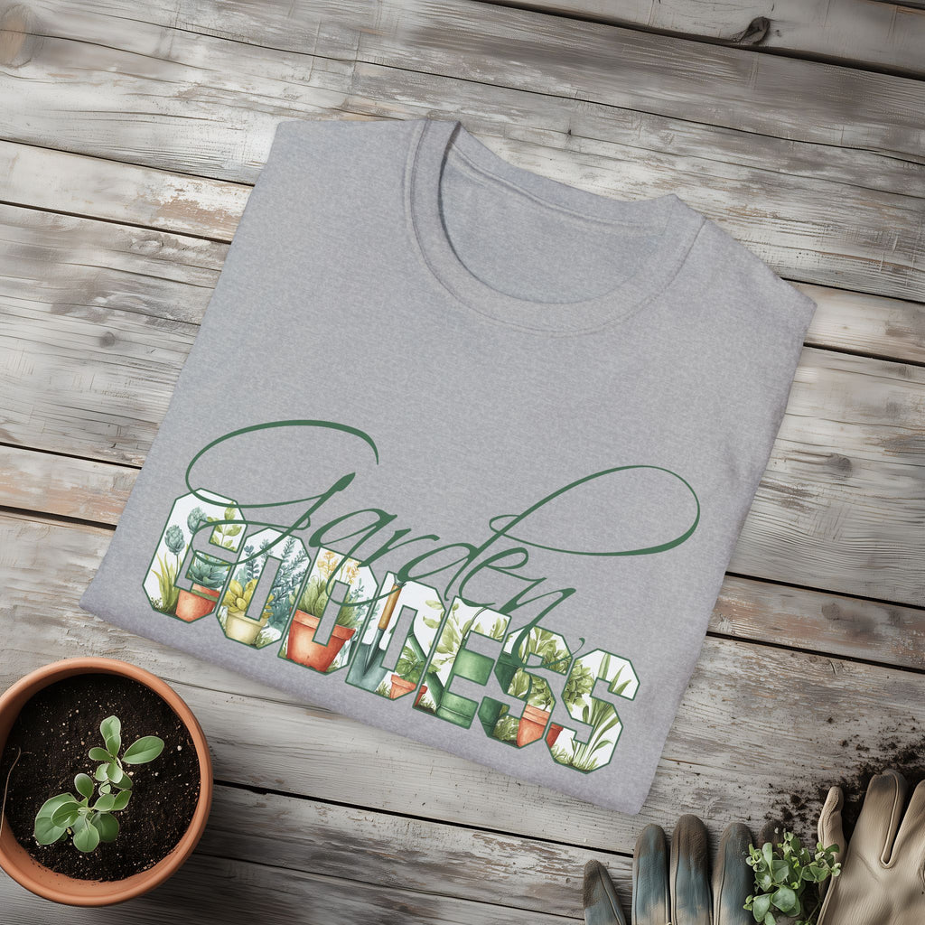 Artistic Garden Goddess T-Shirt for Plant Lovers and Gardeners