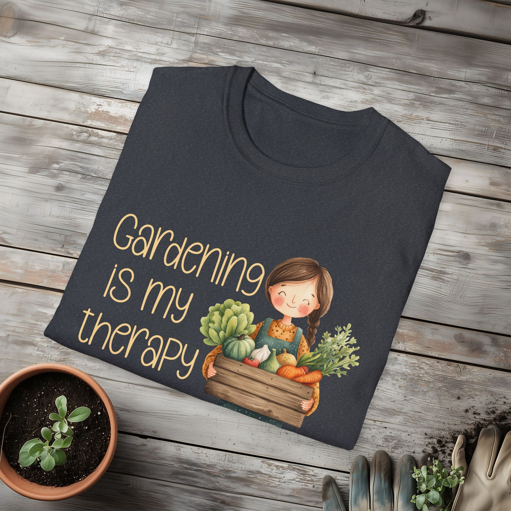 Gardening is My Therapy, Cartoon Gardener T-Shirt