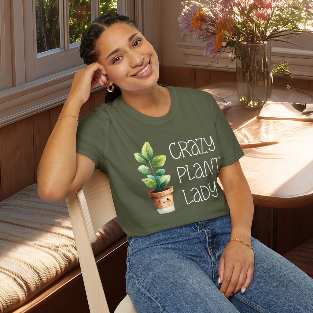 Crazy Plant Lady, Cartoon Houseplant T-Shirt