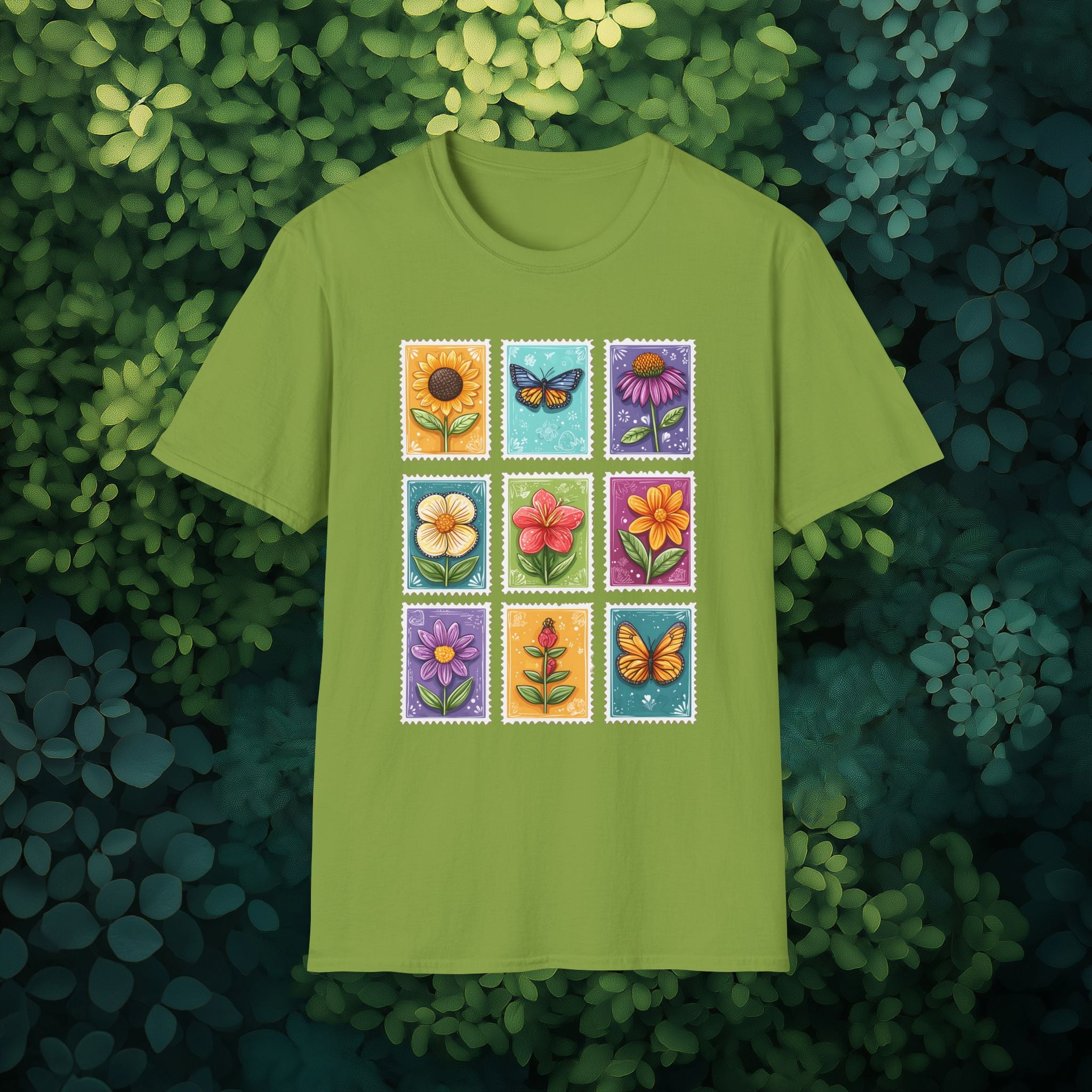 Whimsical 3x3 Floral & Butterfly Stamp Collection T-Shirt