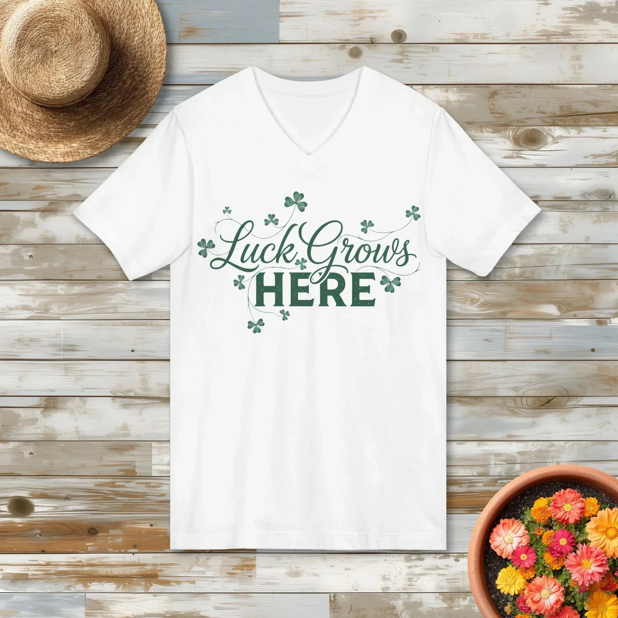 Luck Grows Here V-Neck T-Shirt