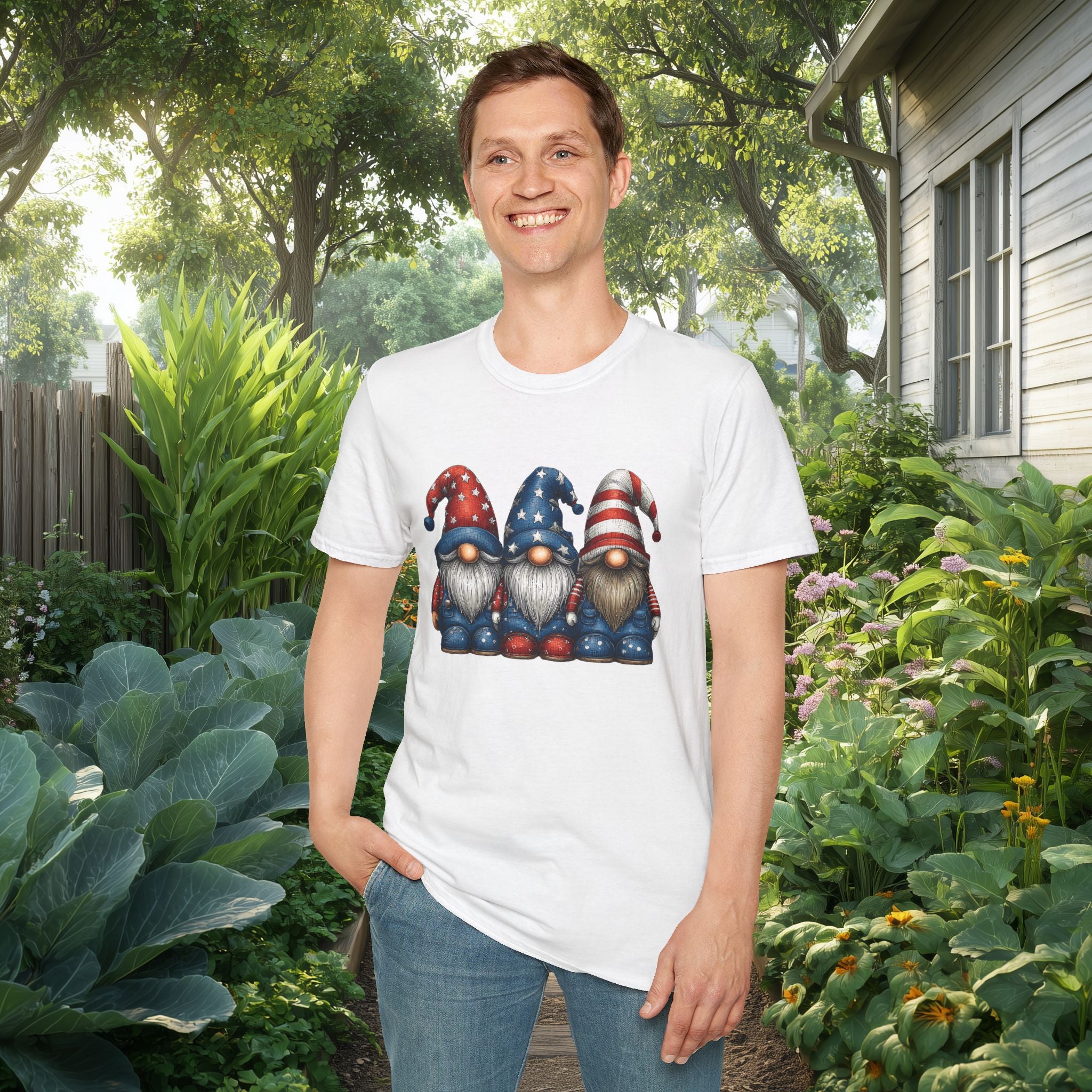 Patriotic Garden Gnomes Fourth of July T-Shirt