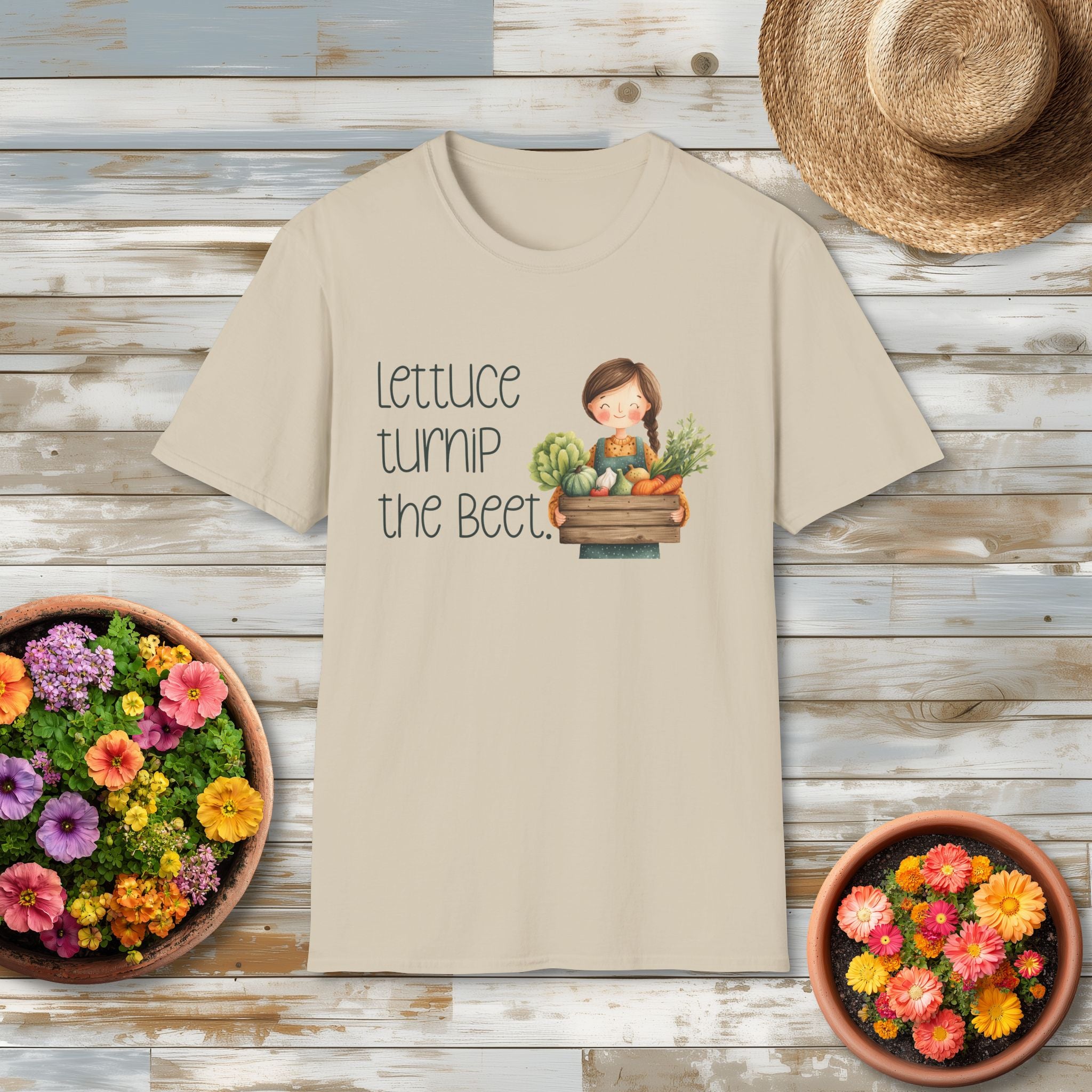 Lettuce Turnip the Beet, Cartoon Gardener T-Shirt