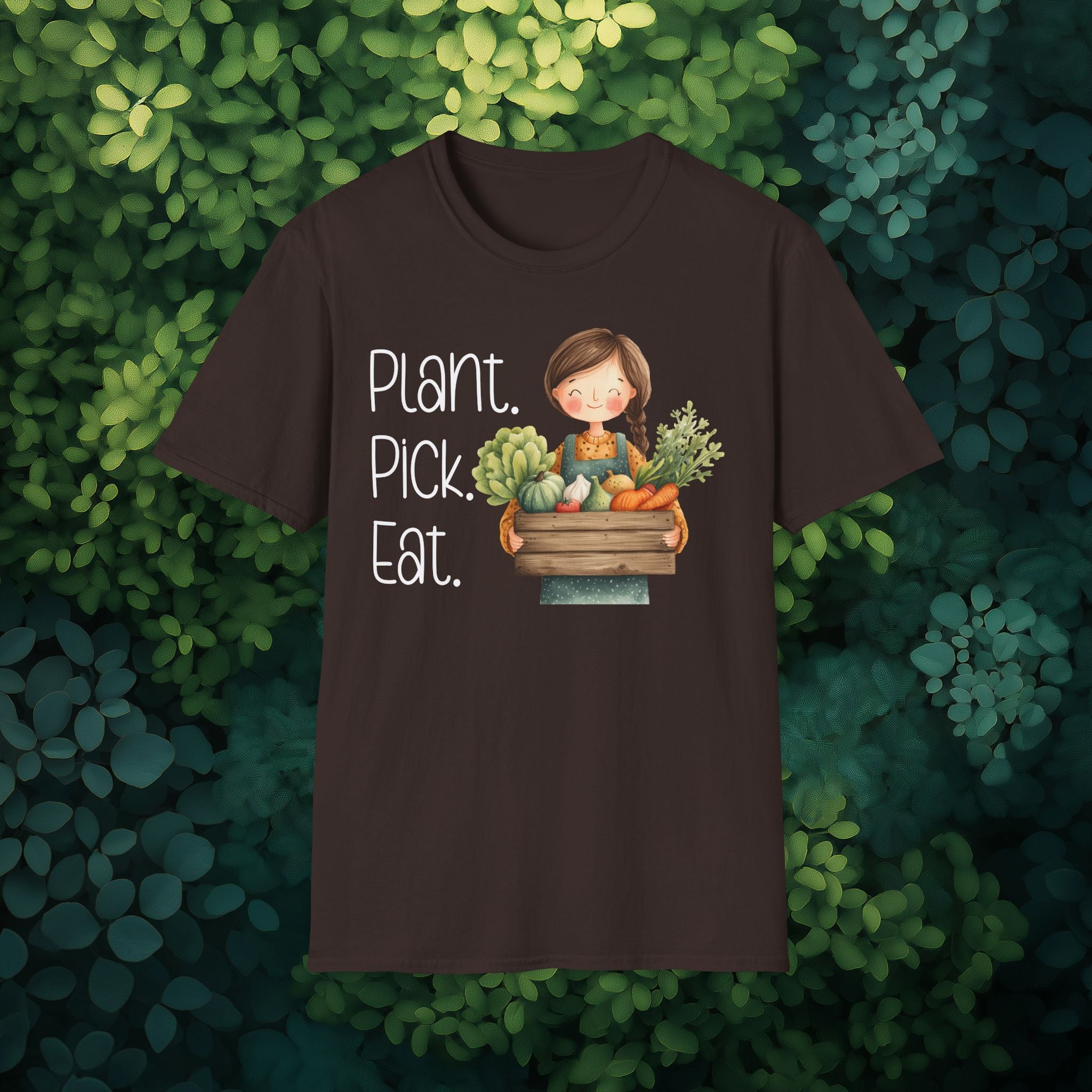 Plant Pick Eat, Cartoon Gardener T-Shirt