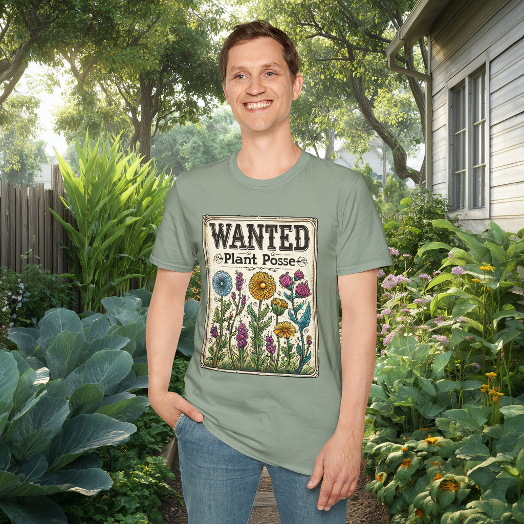 Plant Posse Wanted Poster T-Shirt – Funny Gardening Design