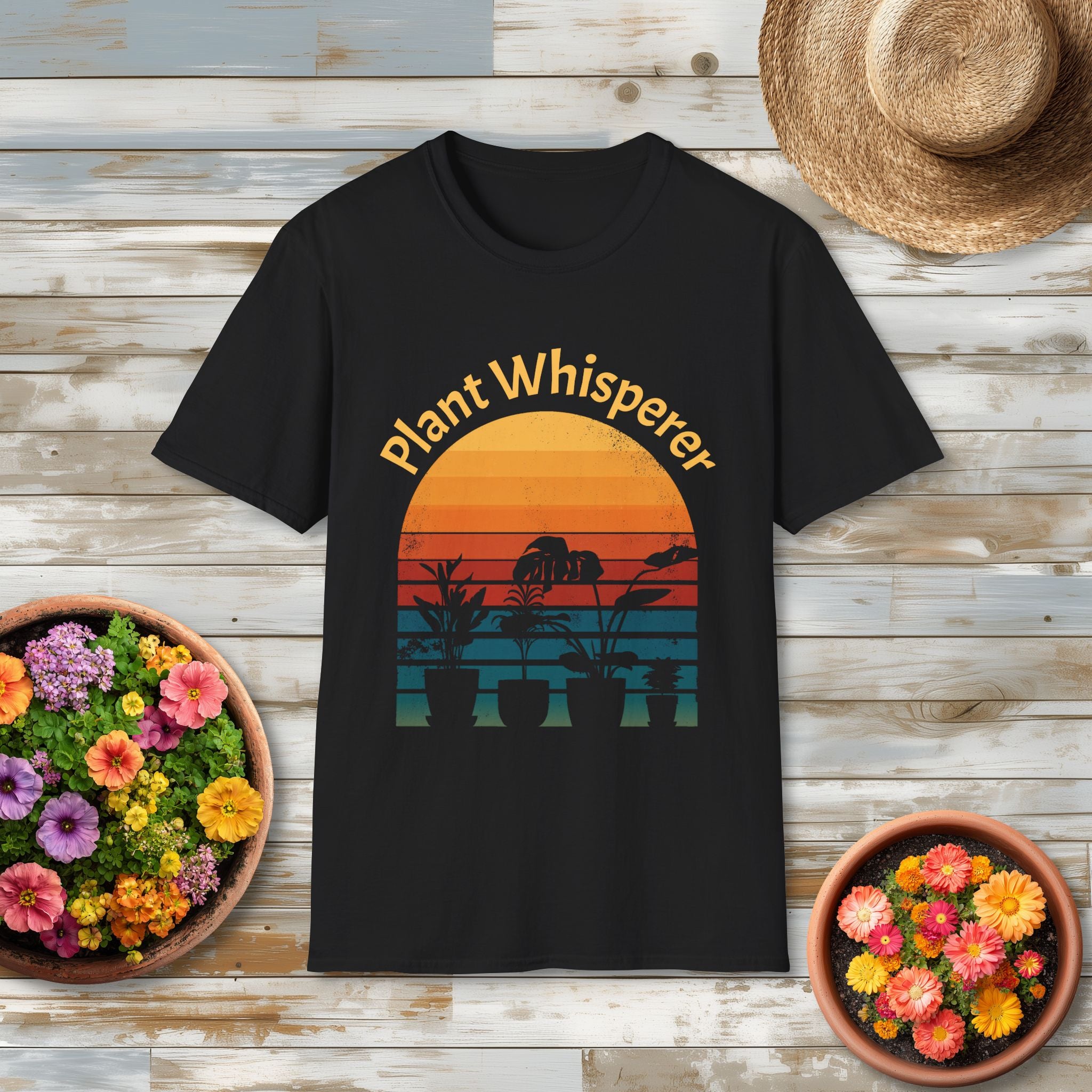 Plant Whisperer Sunset T-Shirt for Gardeners