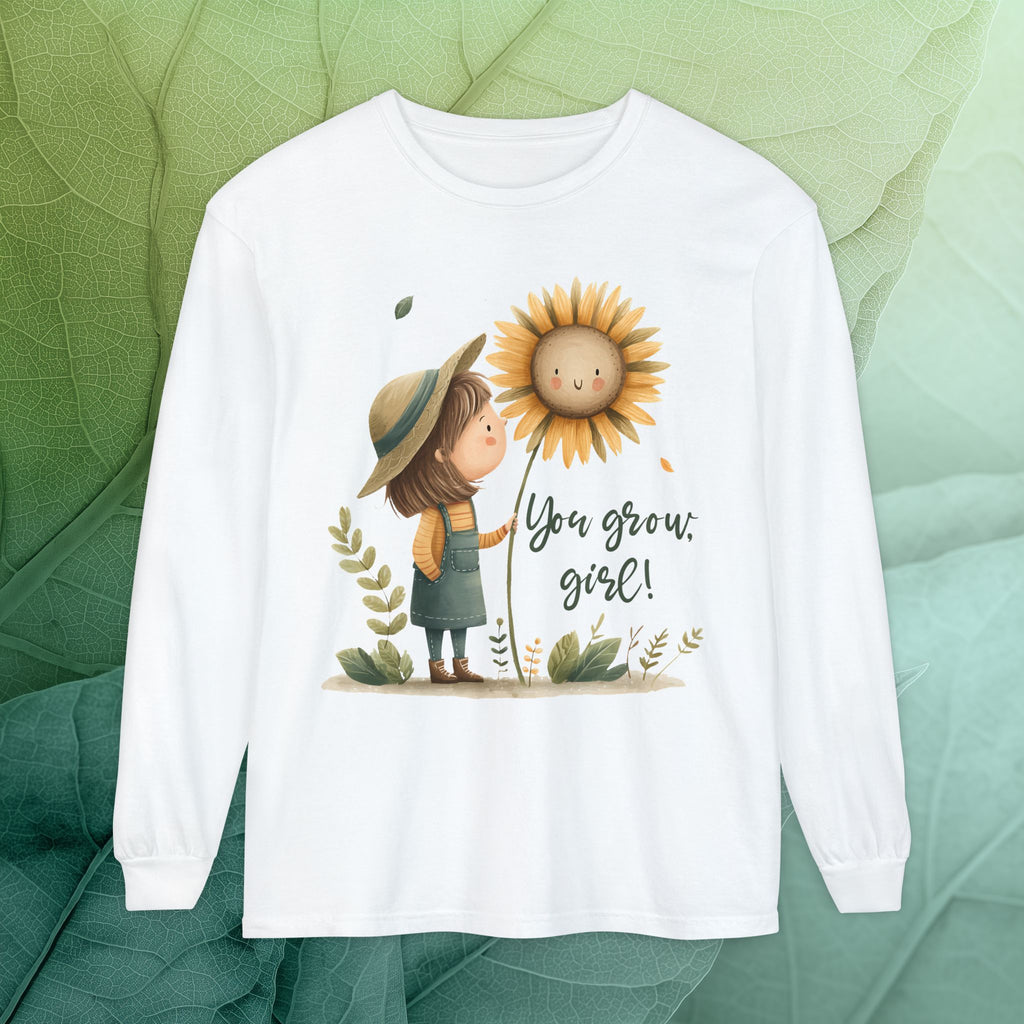 You Grow Girl! Sunflower Girl Long Sleeve Tee