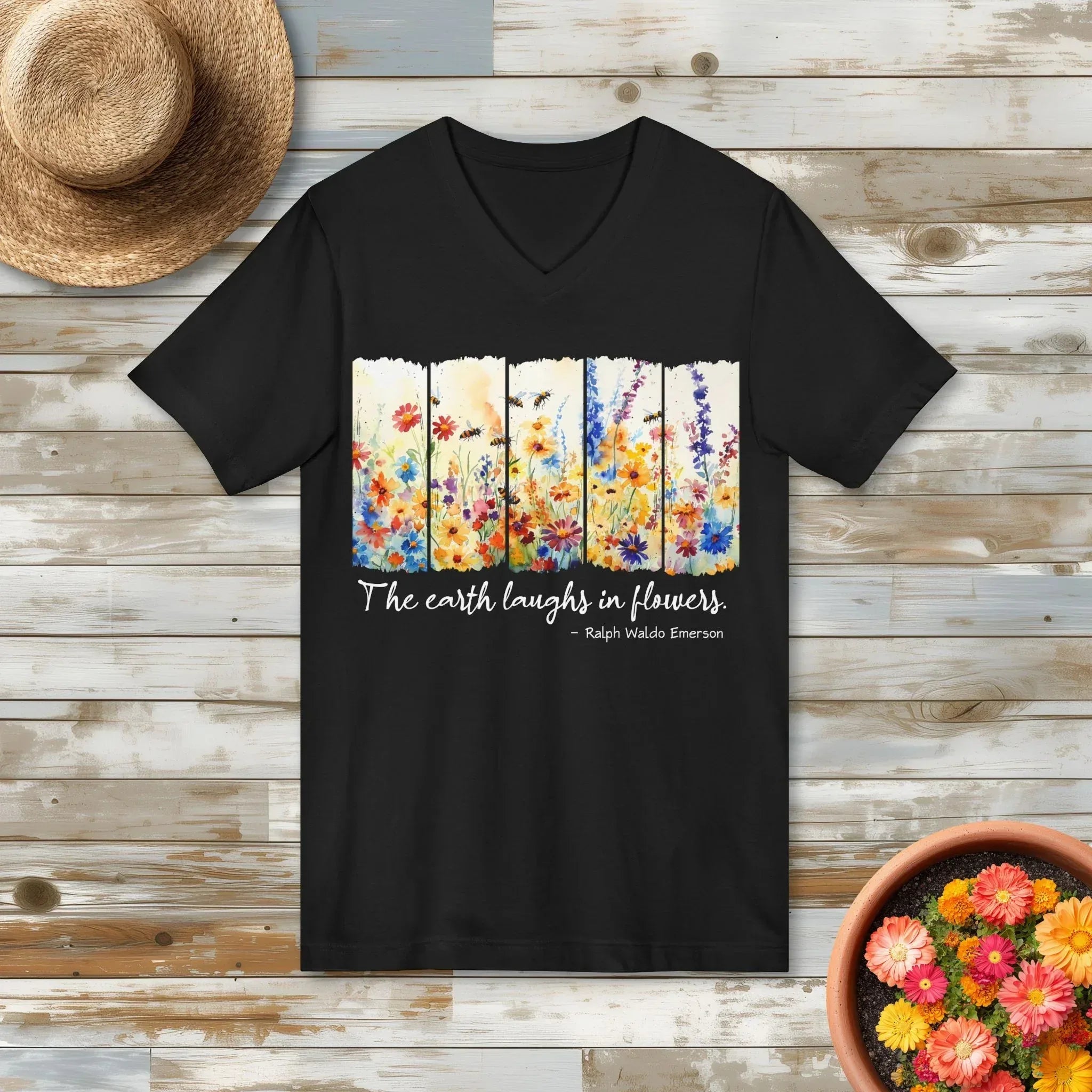 Earth Laughs in Flowers V-Neck Shirt – Emerson Wildflower Tee