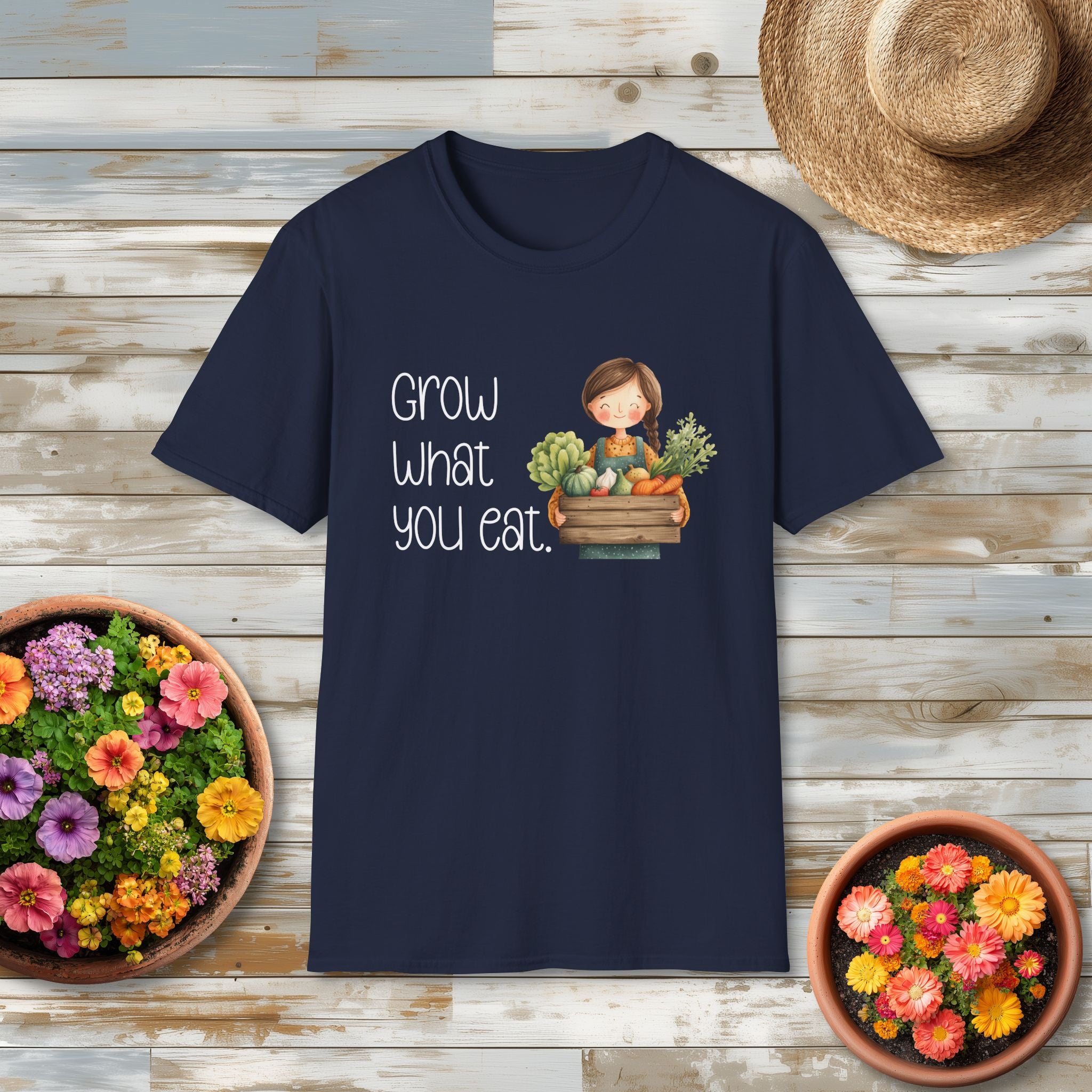 Grow What You Eat, Cartoon Gardener T-Shirt