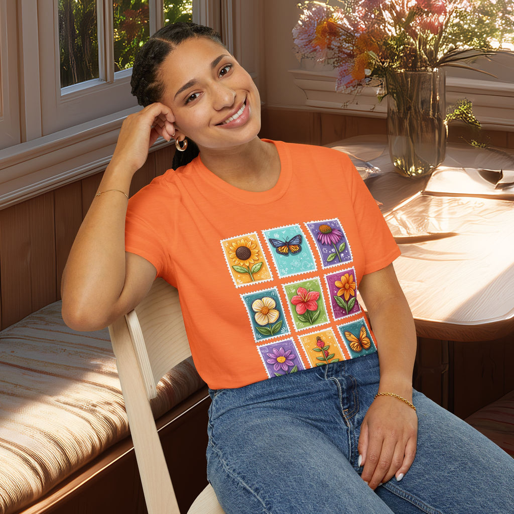 Whimsical 3x3 Floral & Butterfly Stamp Collection T-Shirt