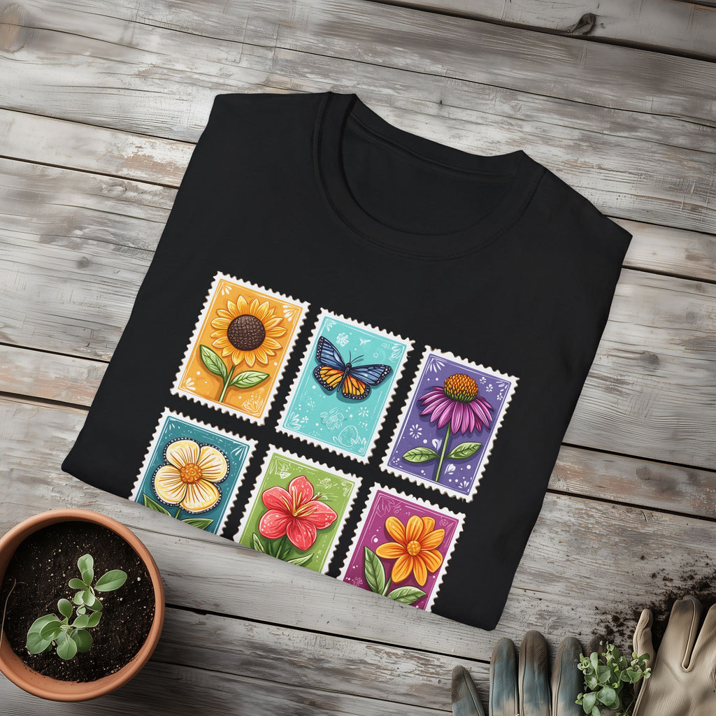 Whimsical 3x3 Floral & Butterfly Stamp Collection T-Shirt