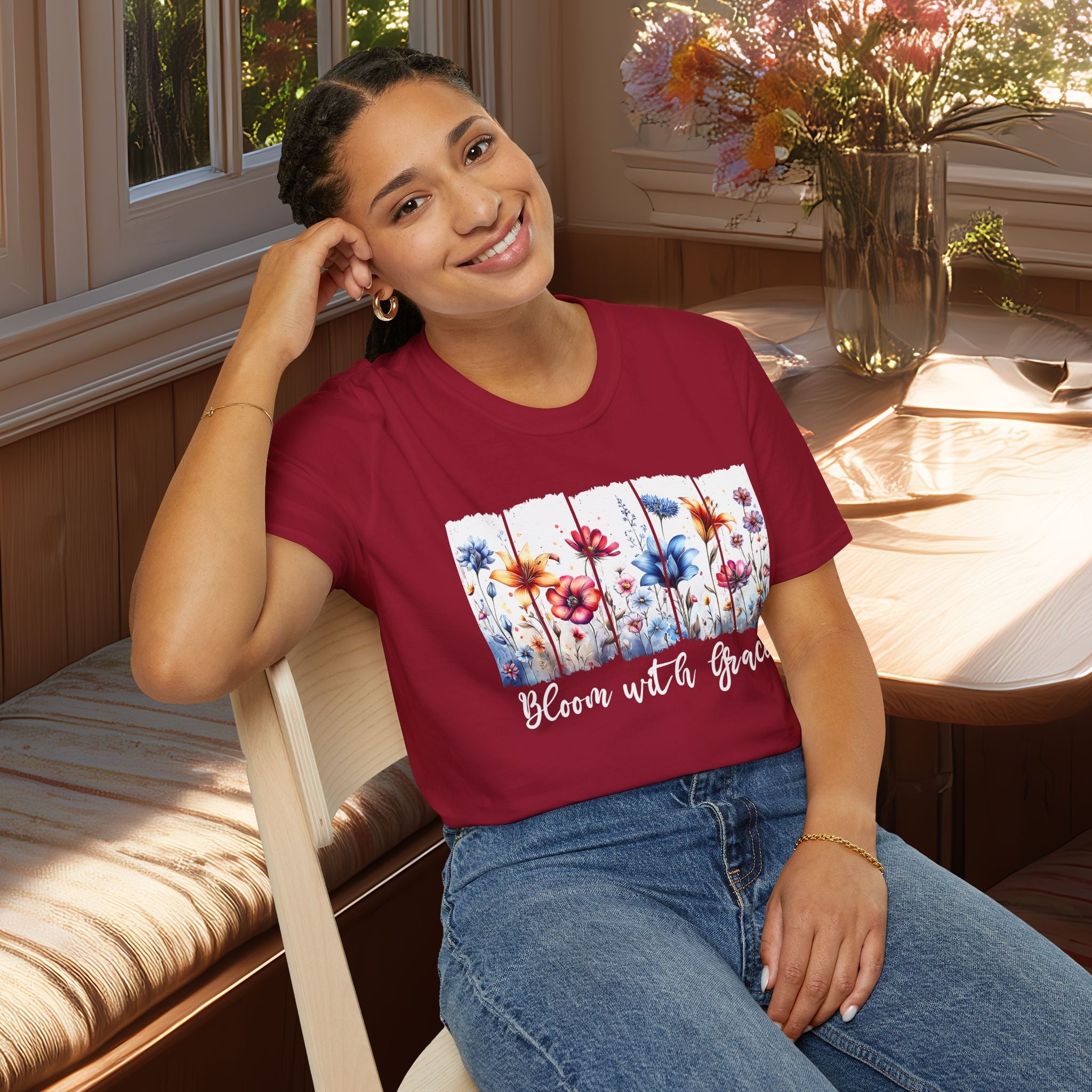 Bloom with Grace  Floral T-shirt for Nature and Flower Lovers