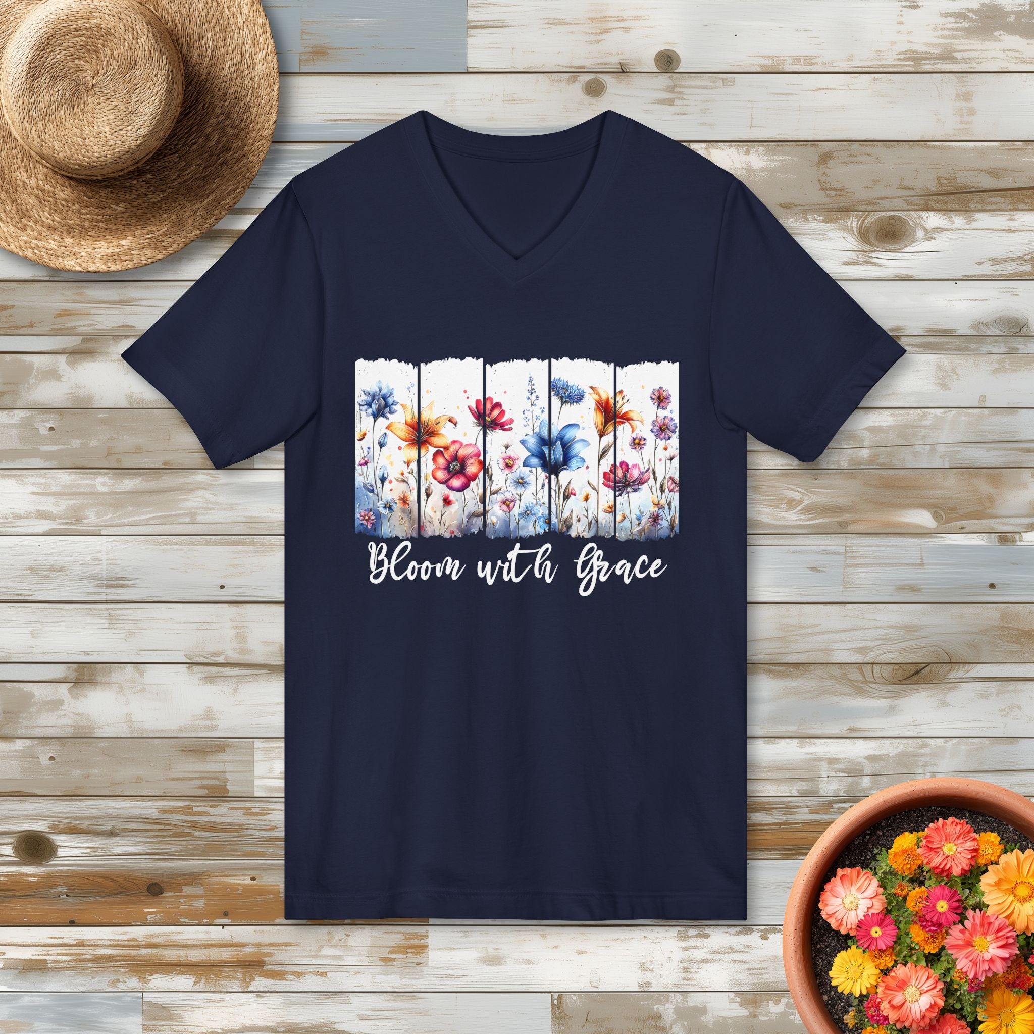 Bloom with Grace V-Neck T-Shirt