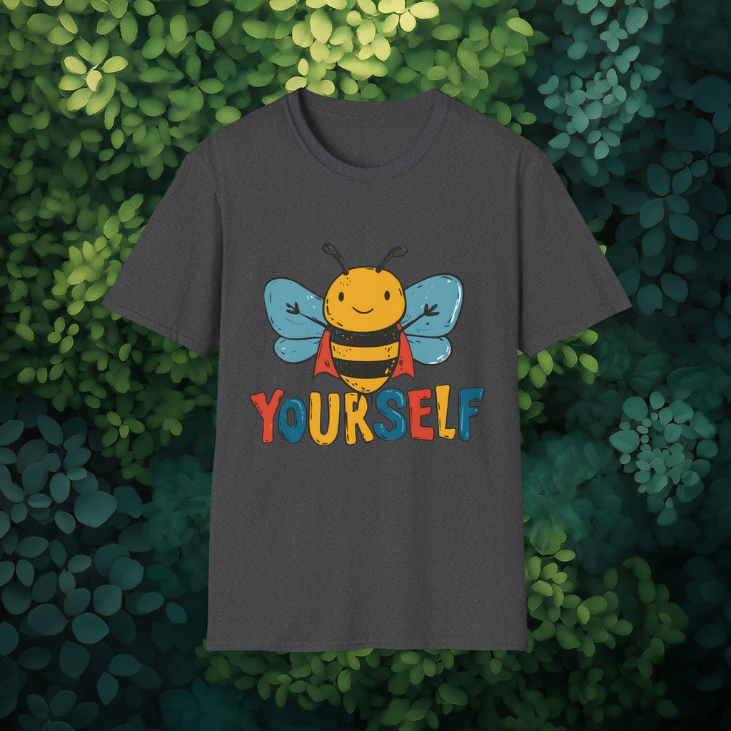 Cartoon Bee Yourself Unisex T-Shirt for Gardeners, Nature Lovers, Yoga Enthusiasts