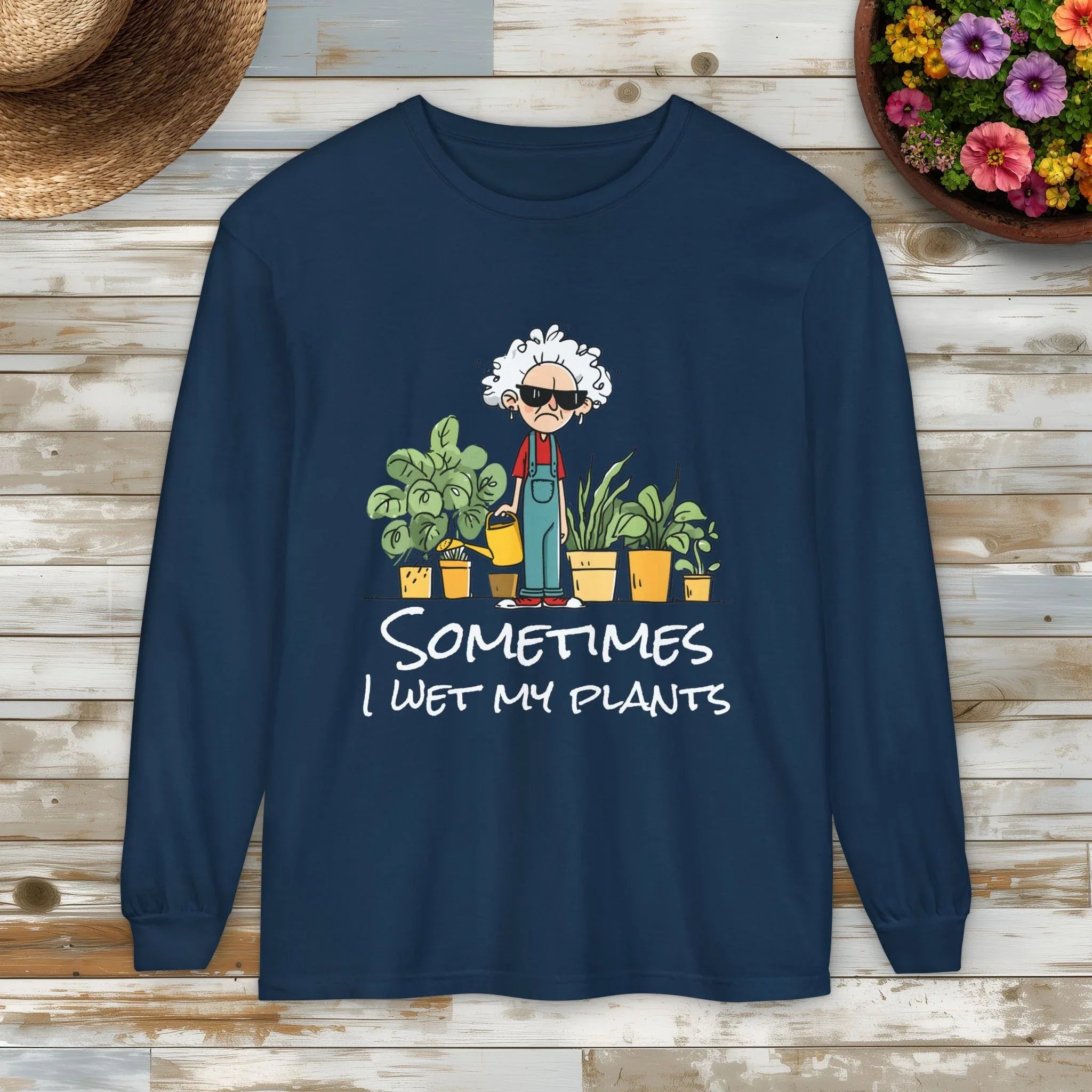 Grumpy Old Lady Sometimes I Wet My Plants Long Sleeve Tee