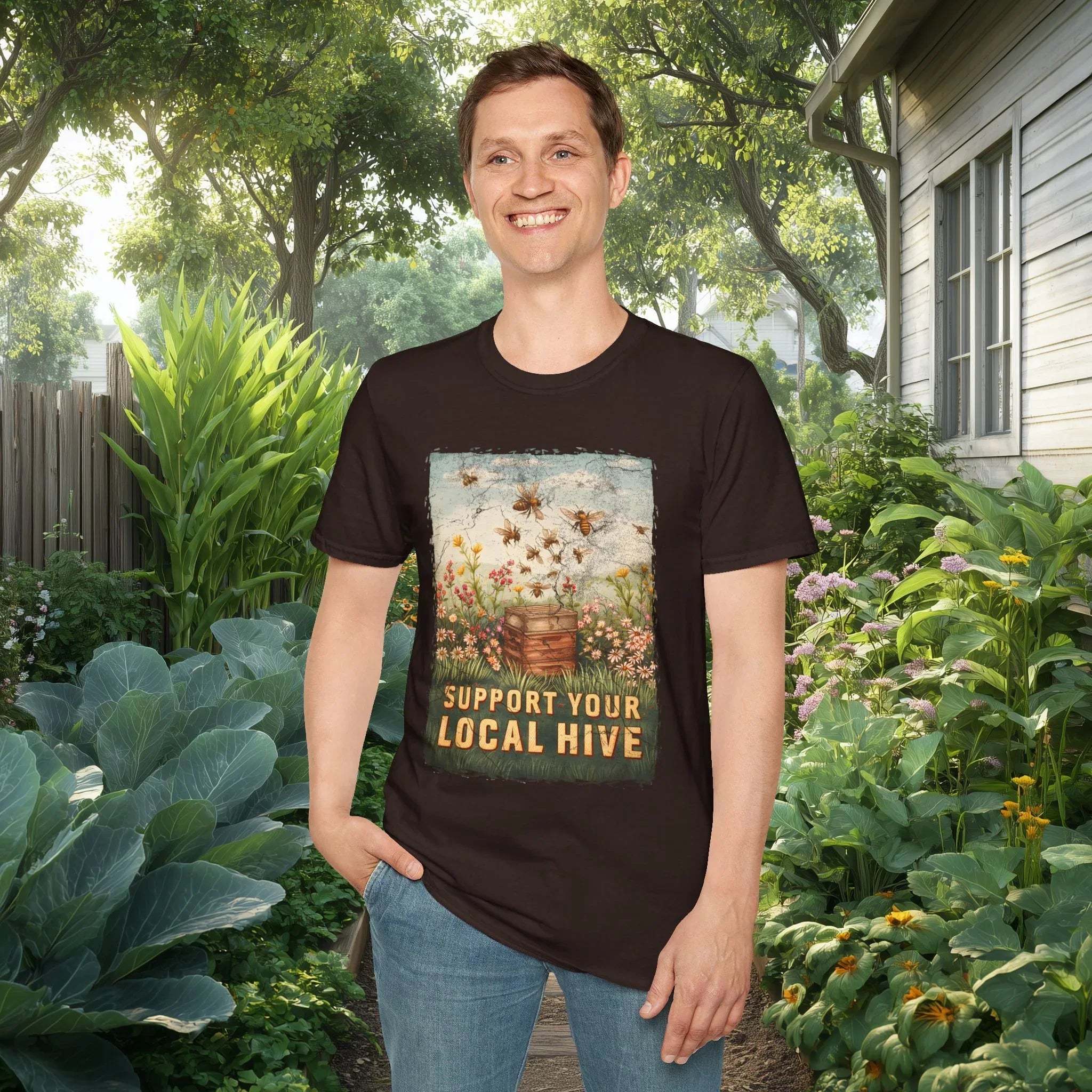Vintage Support Your Local Hive Bee T-Shirt
