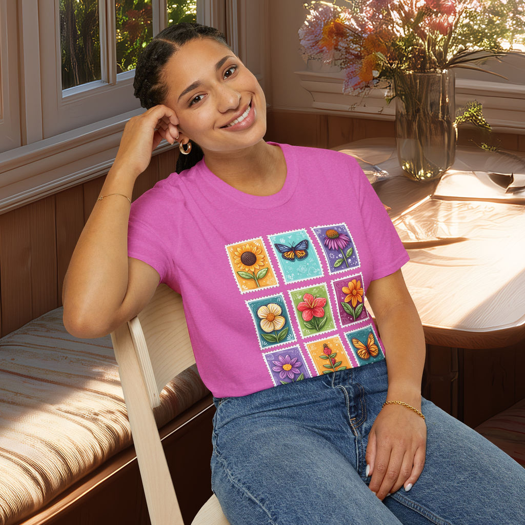 Whimsical 3x3 Floral & Butterfly Stamp Collection T-Shirt