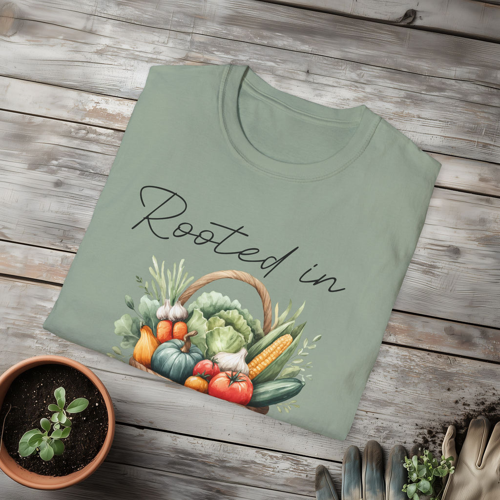 Rooted in Goodness T-Shirt for Gardeners, Nature Lovers, Yoga Enthusiasts