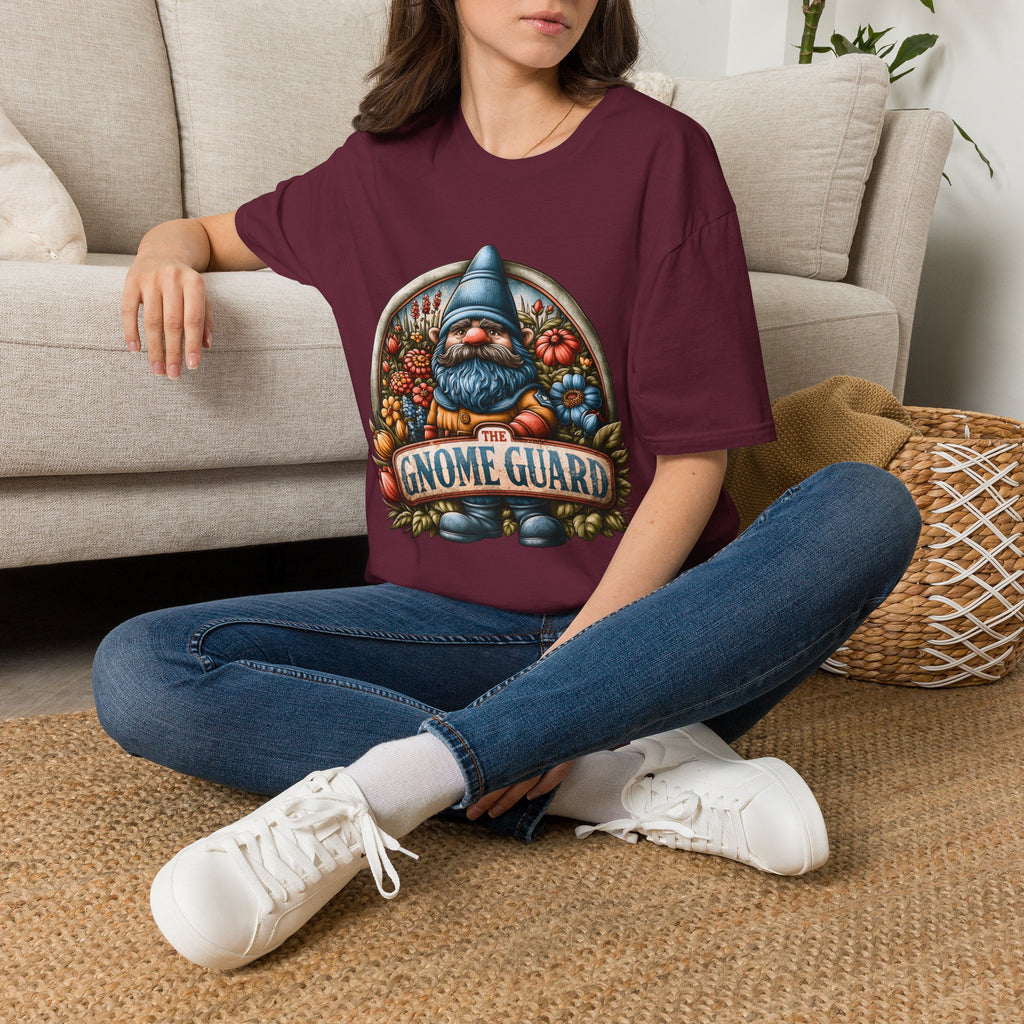 Funny Gnome Guard Garden Emblem T-shirt