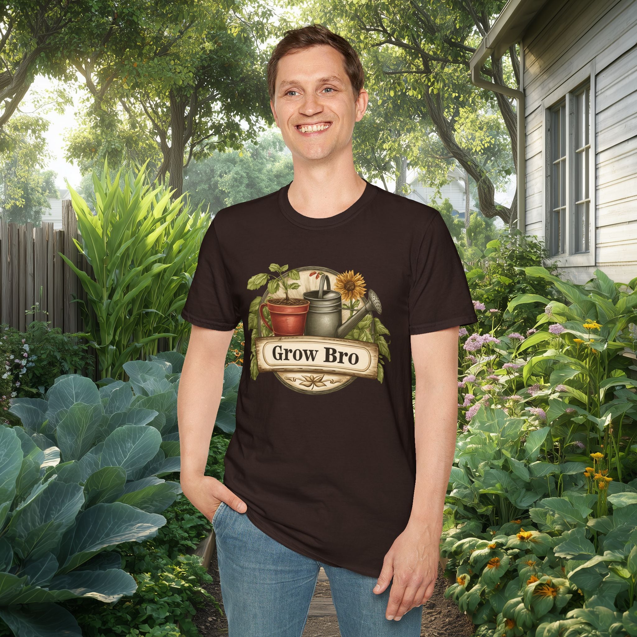 Vintage Grow Bro T-Shirt for  Backyard Gardeners