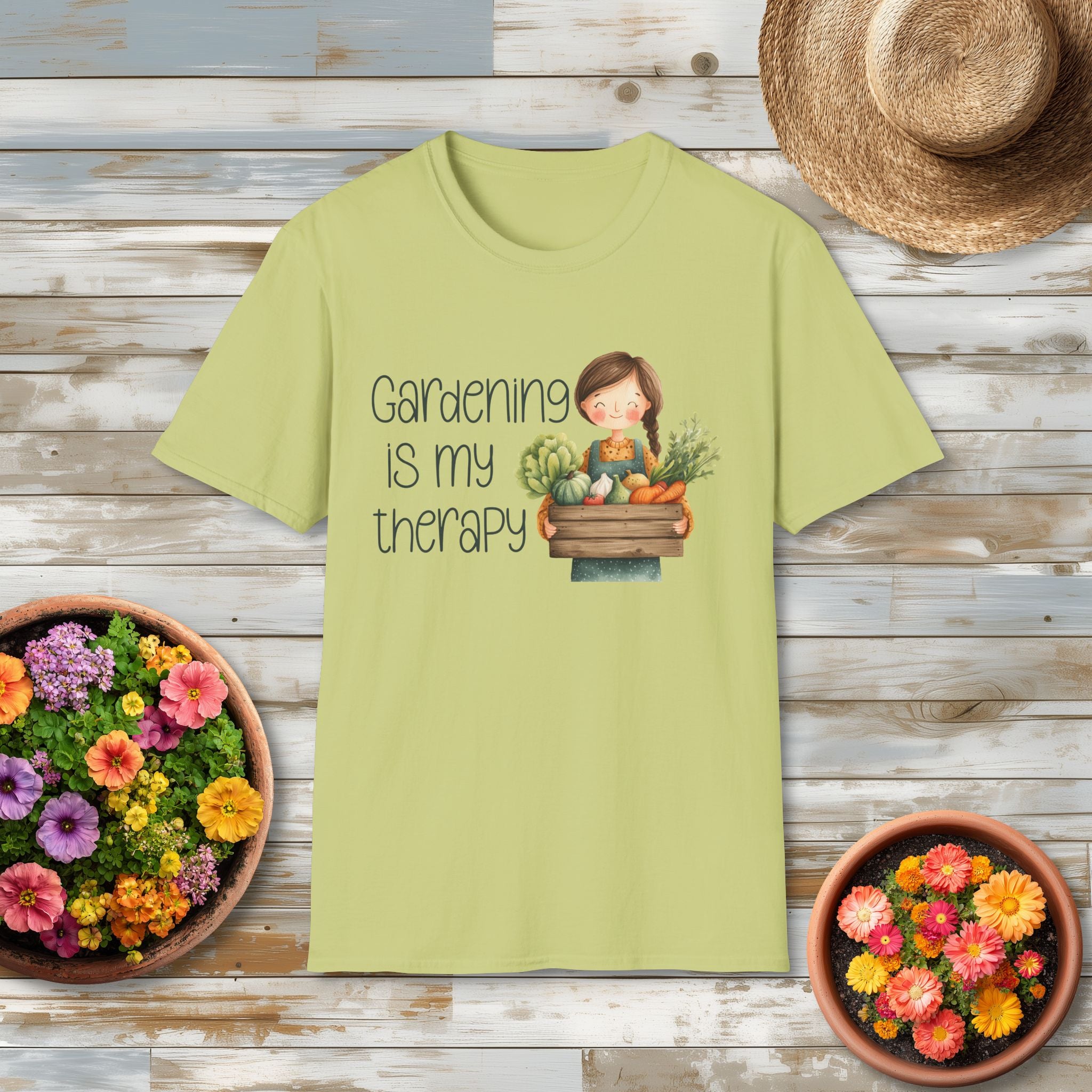 Gardening is My Therapy, Cartoon Gardener T-Shirt