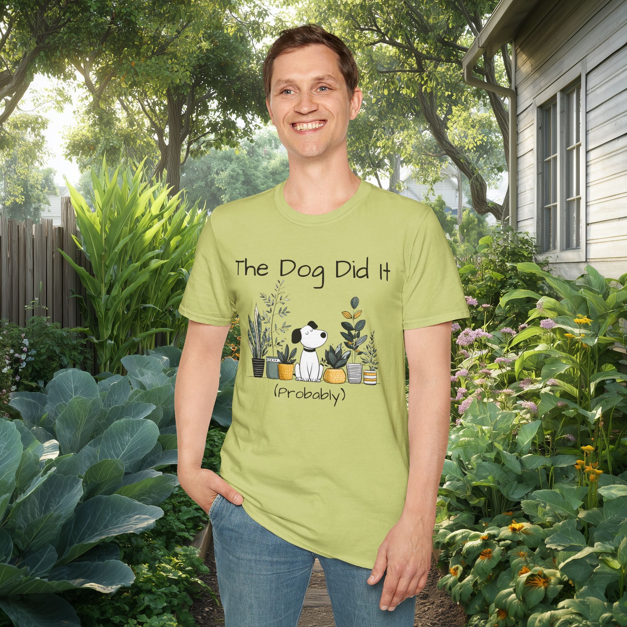 “The Dog Did It” T-Shirt for Dog Moms and Plant Lovers