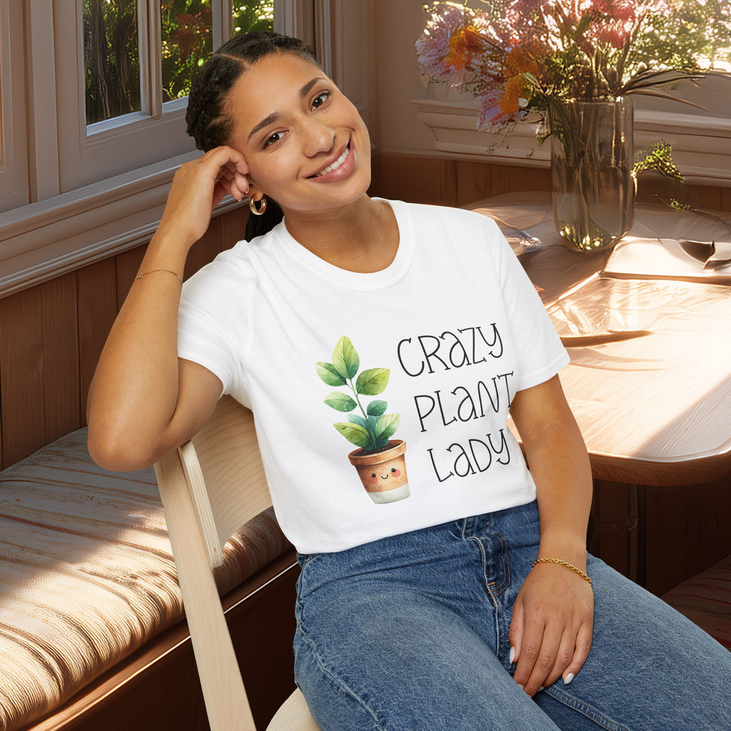 Crazy Plant Lady, Cartoon Houseplant T-Shirt