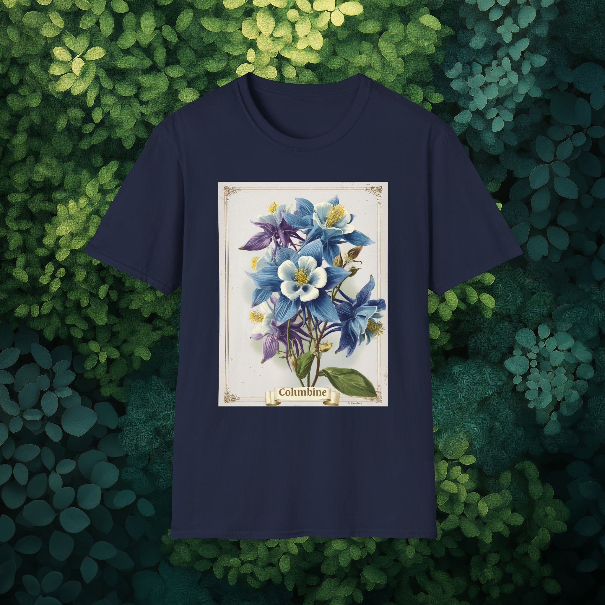 Vintage Columbine Seed Packet Unisex T-Shirt for Gardeners, Nature Lovers, Summer Casual Wear