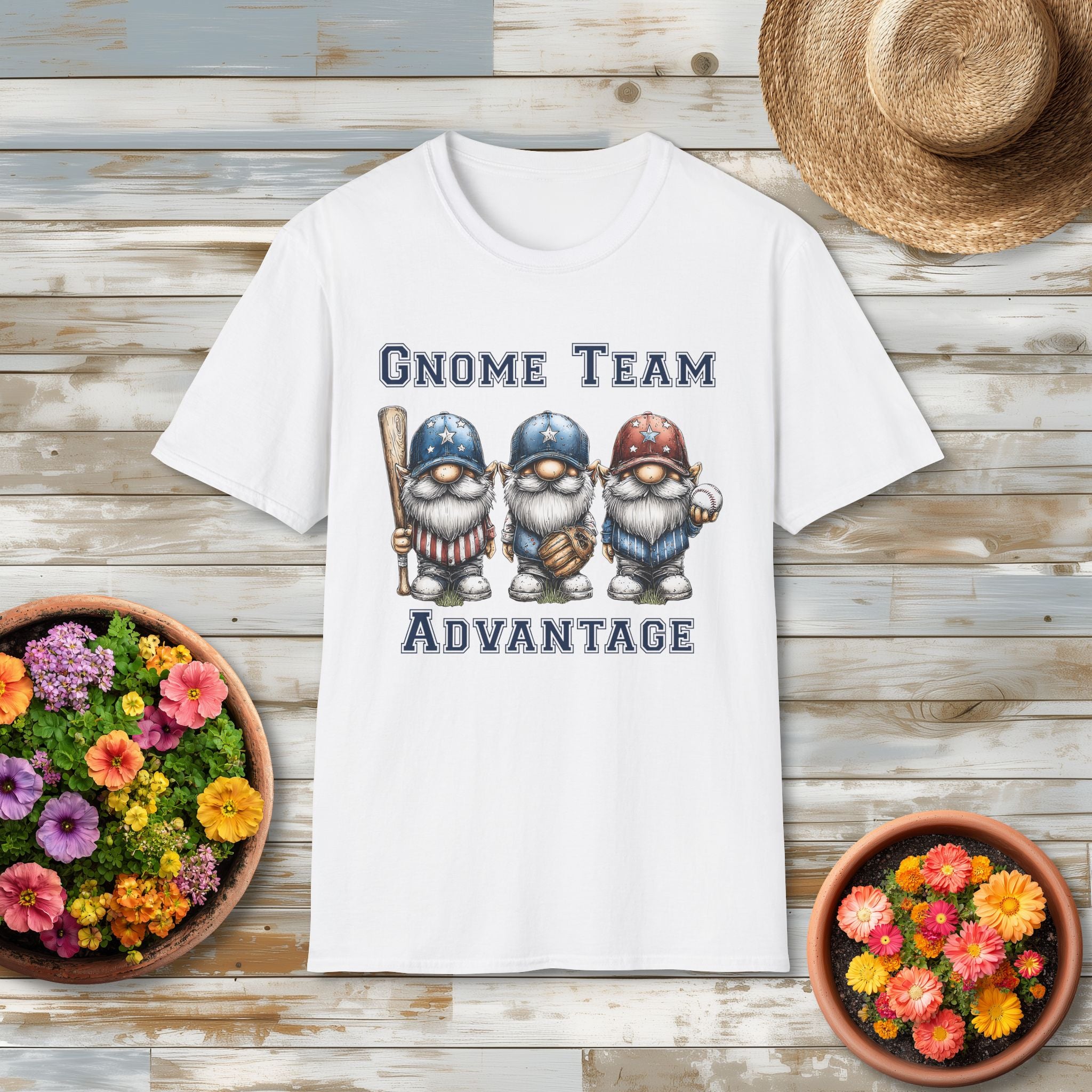 Gnome Team Advantage Patriotic Baseball Gnome T-Shirt