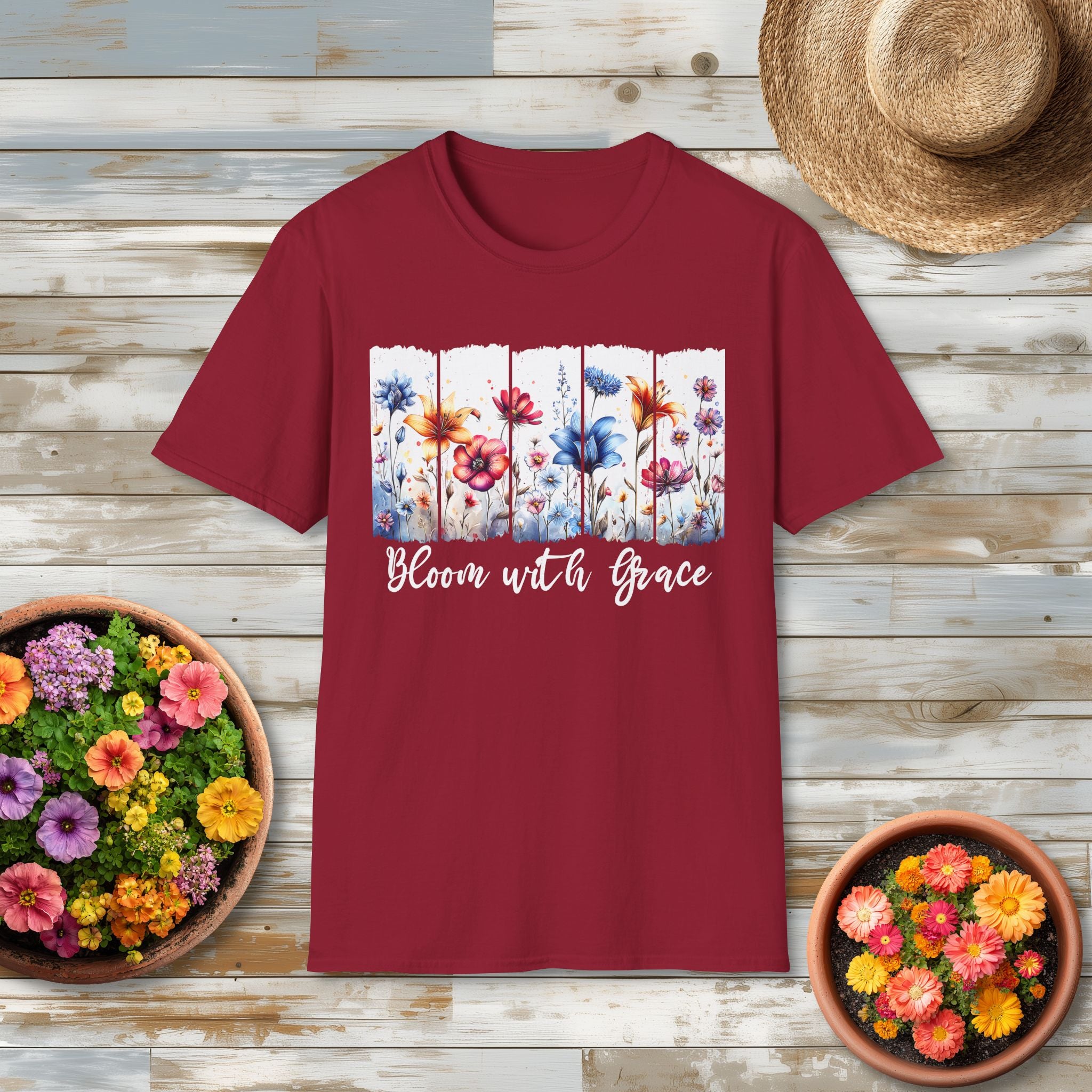 Bloom with Grace  Floral T-shirt for Nature and Flower Lovers