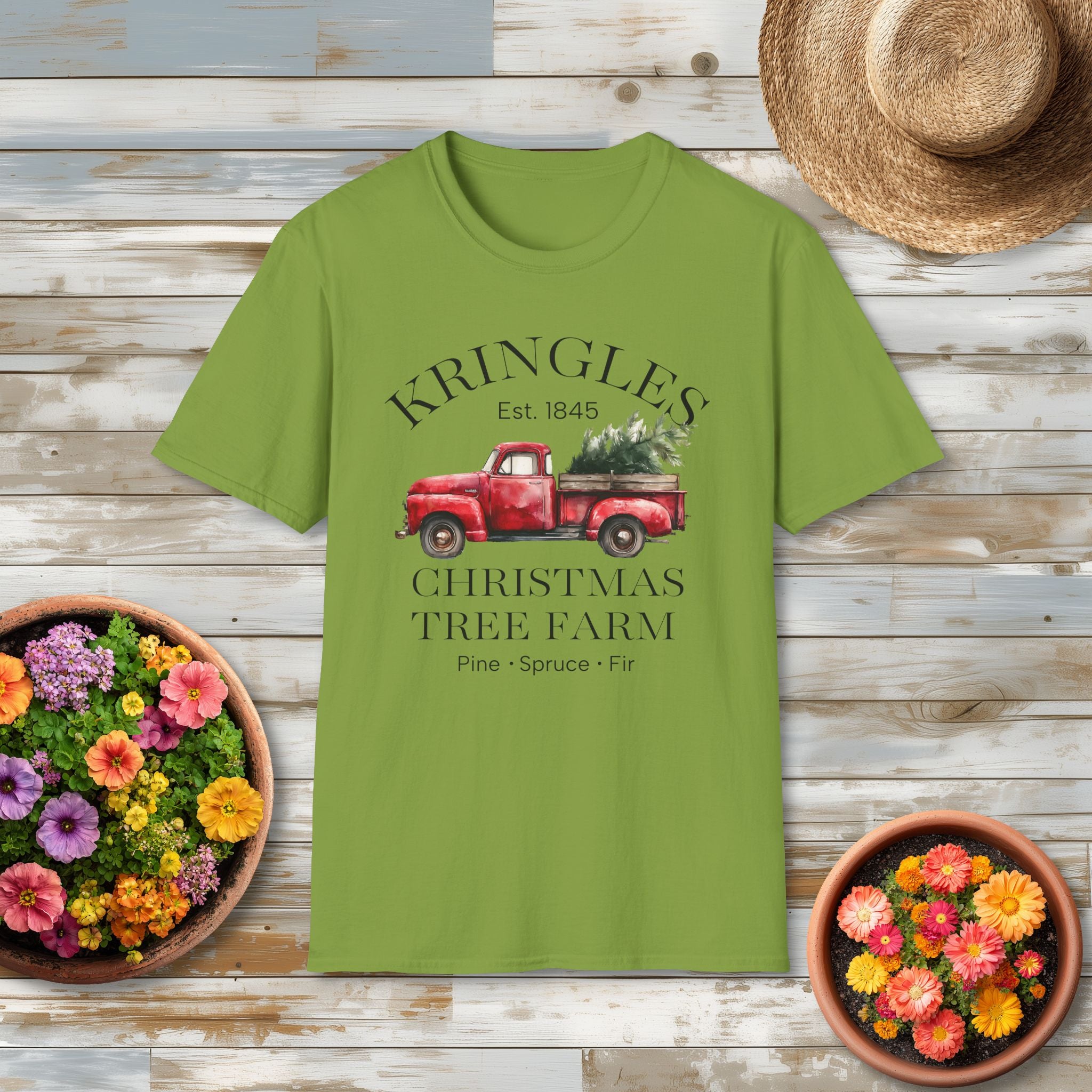 Kringles Christmas Tree Farm Tee with Vintage Farm Style