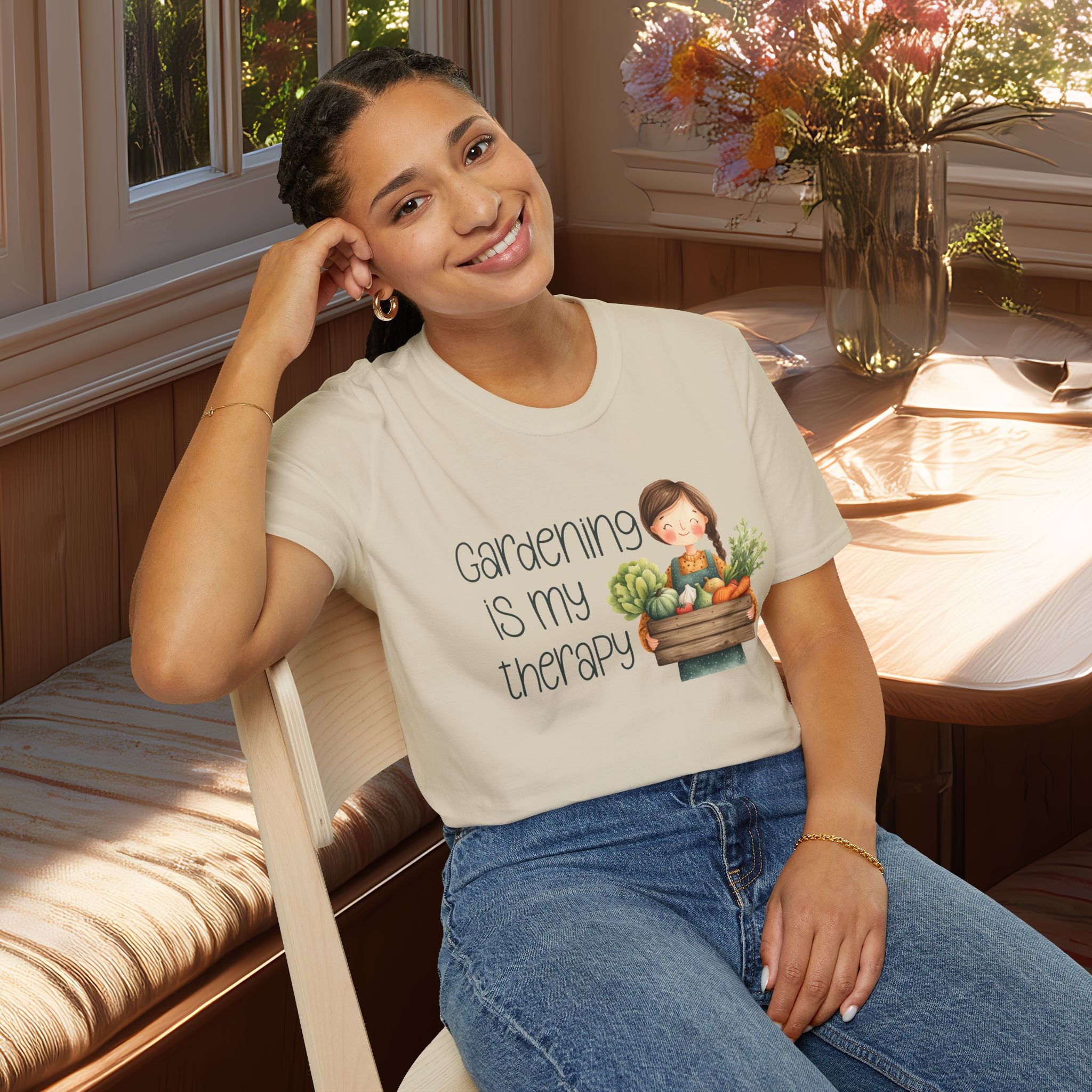 Gardening is My Therapy, Cartoon Gardener T-Shirt