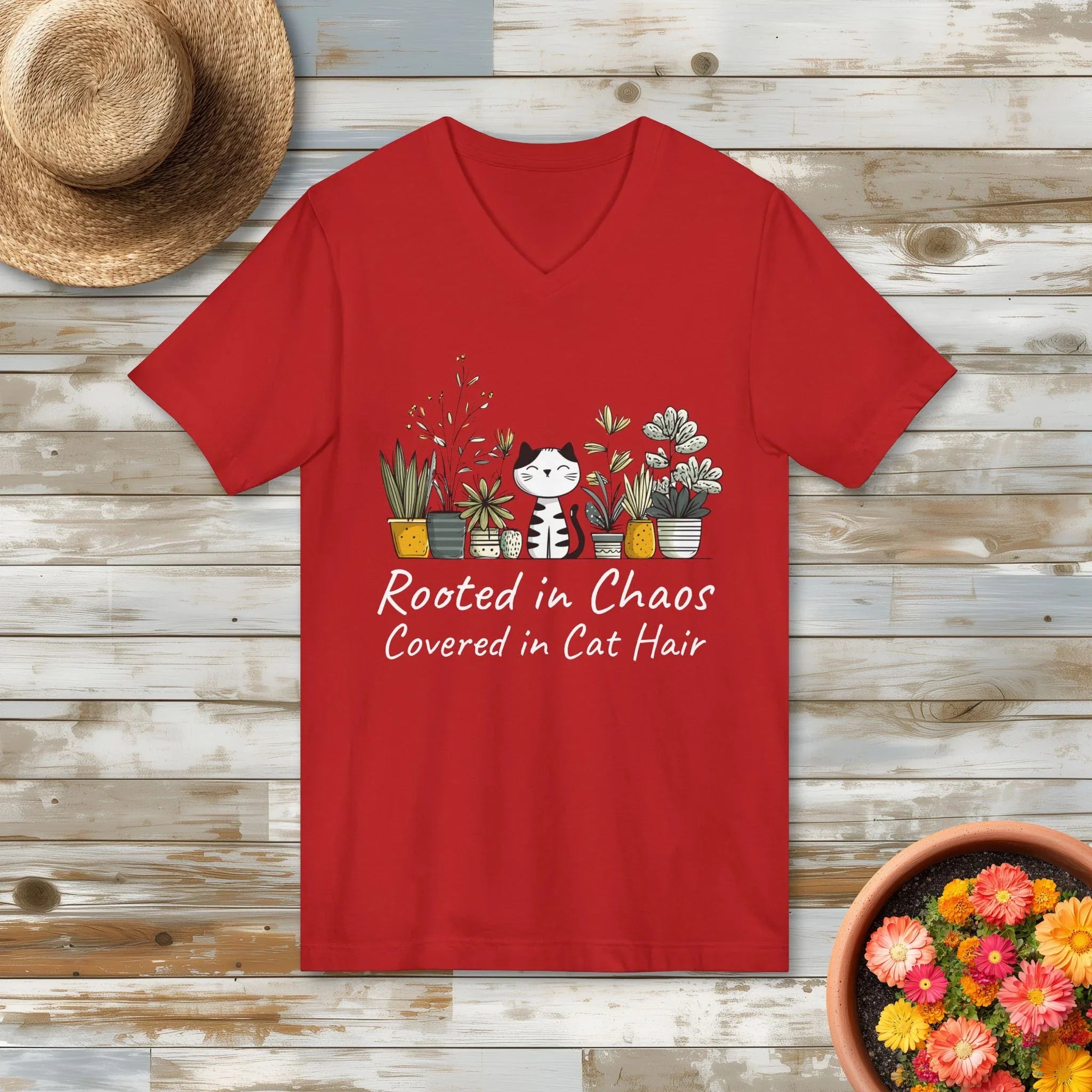Cute Kitten Chaos and Cat Hair V-Neck T-Shirt