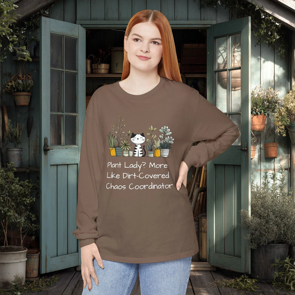 Plant Lady Chaos Coordinator - Cat & Plants Long Sleeve Tee