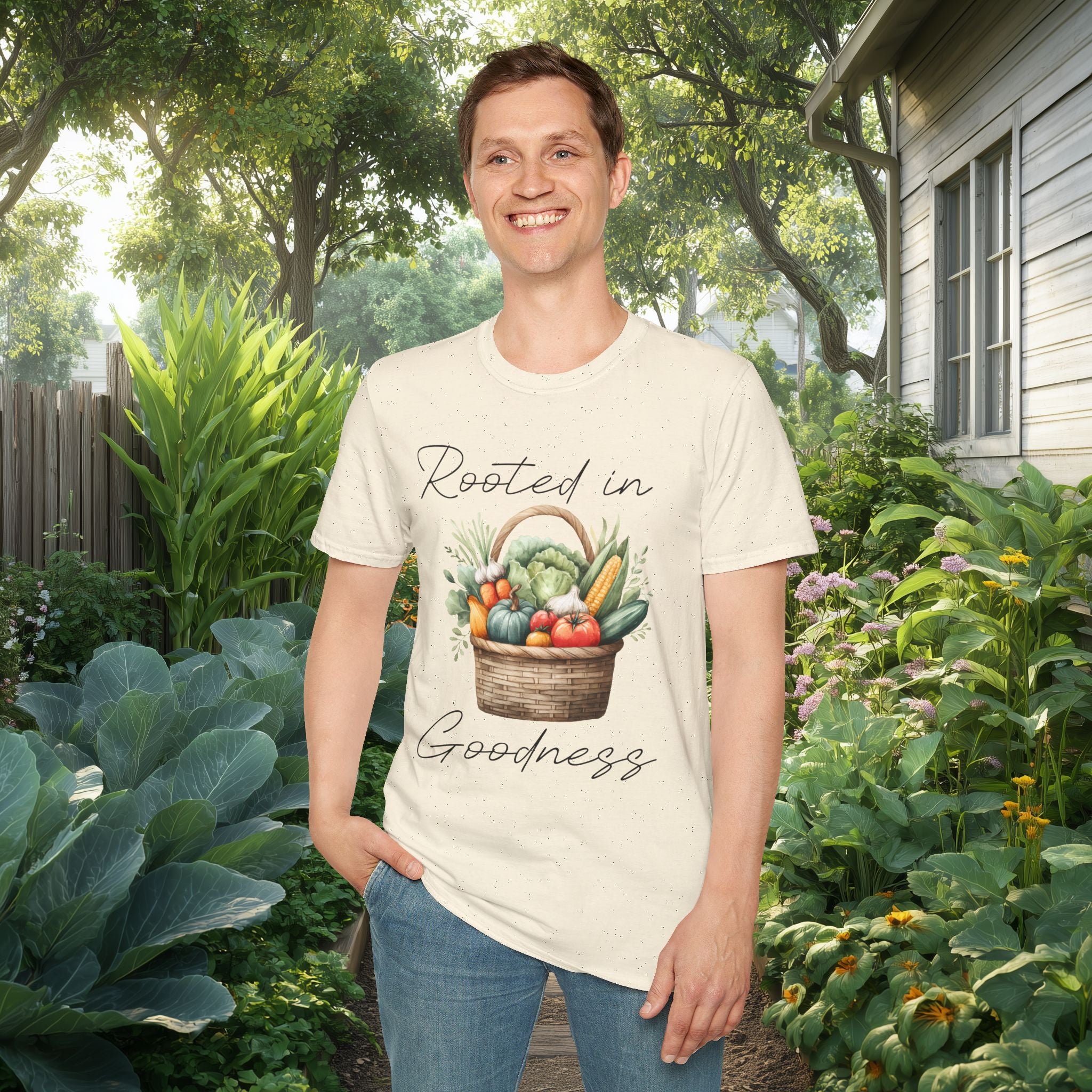 Rooted in Goodness T-Shirt for Gardeners, Nature Lovers, Yoga Enthusiasts