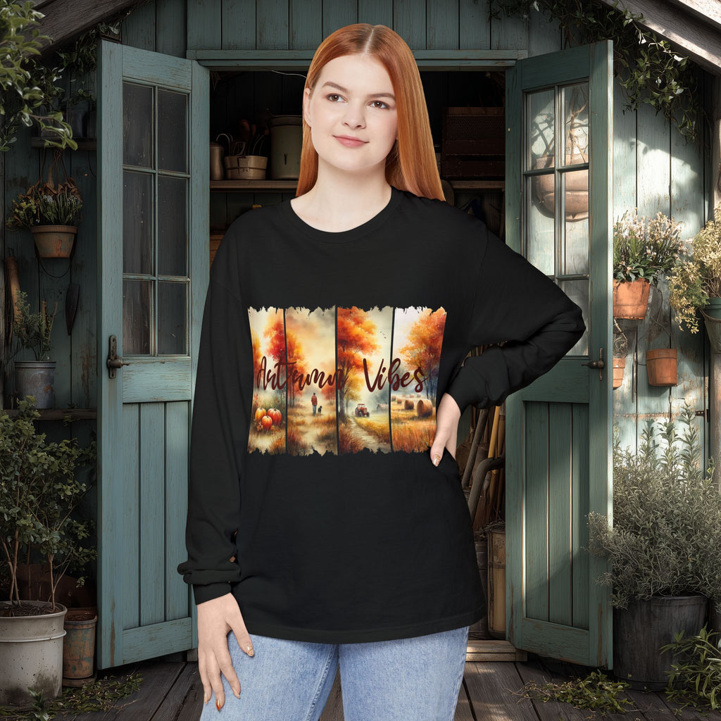 Autumn Vibes Farm Scene Long Sleeve Tee