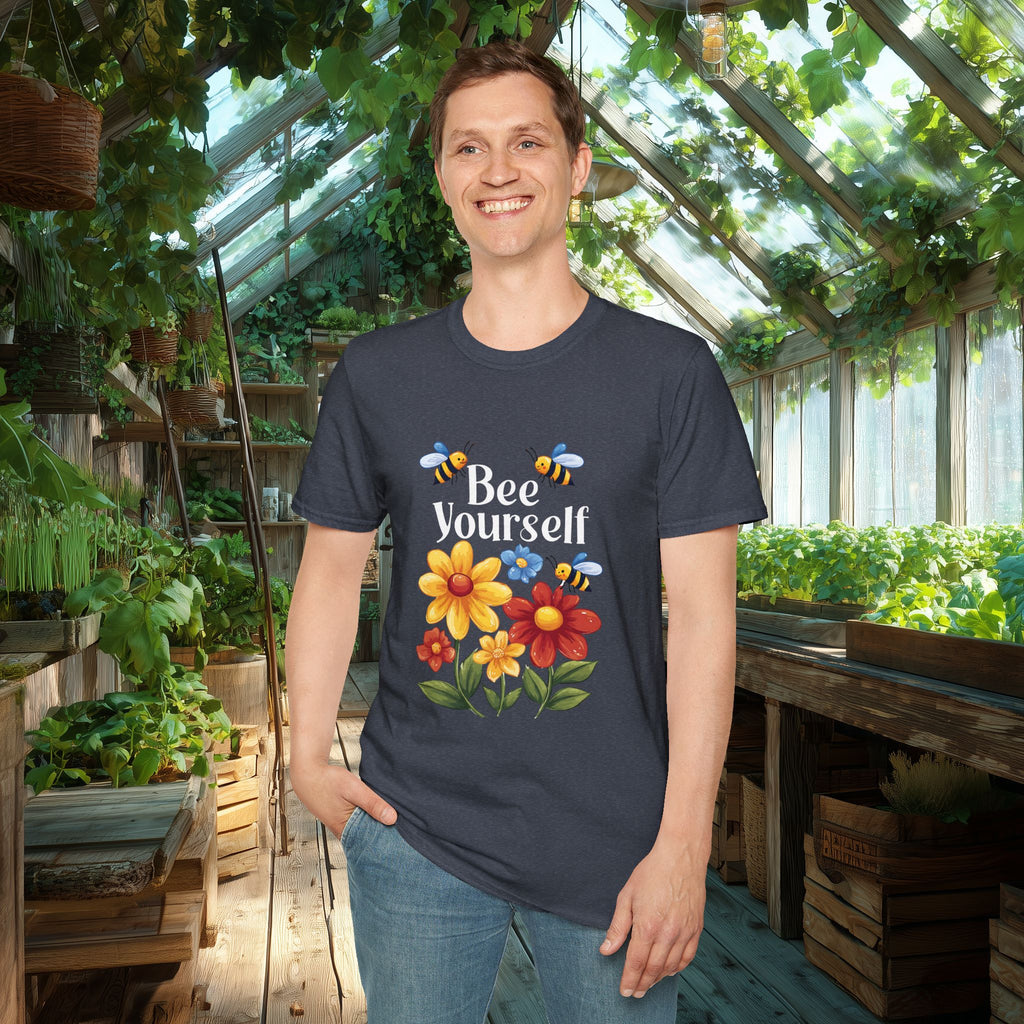 Bee Yourself Cartoon Bees and Flowers T-shirt for Nature and Bee Lovers