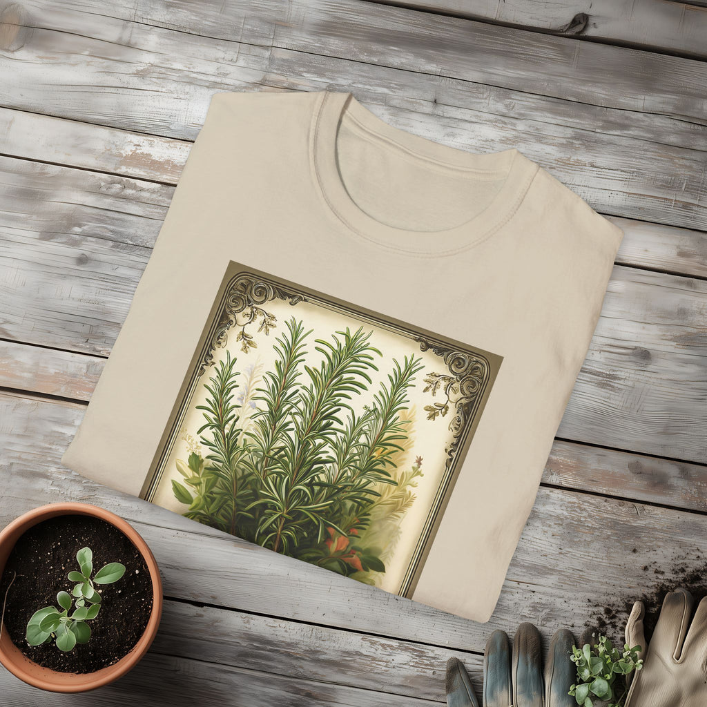 Retro Rosemary Herb Seed Packet Unisex T-Shirt for Gardeners, Nature Lovers, Summer Casual Wear