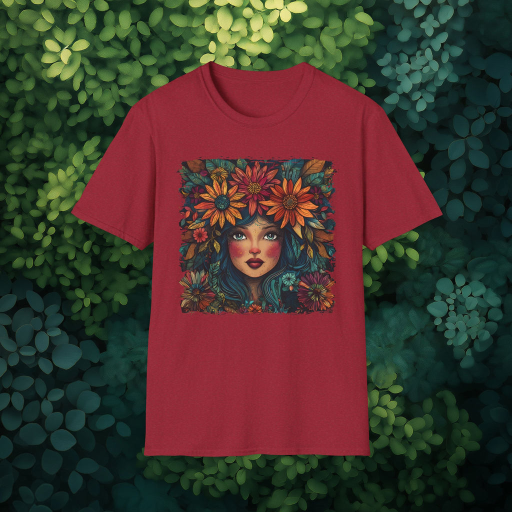 Floral Fantasy Garden Goddess T-Shirt for Plant Lovers and Gardeners