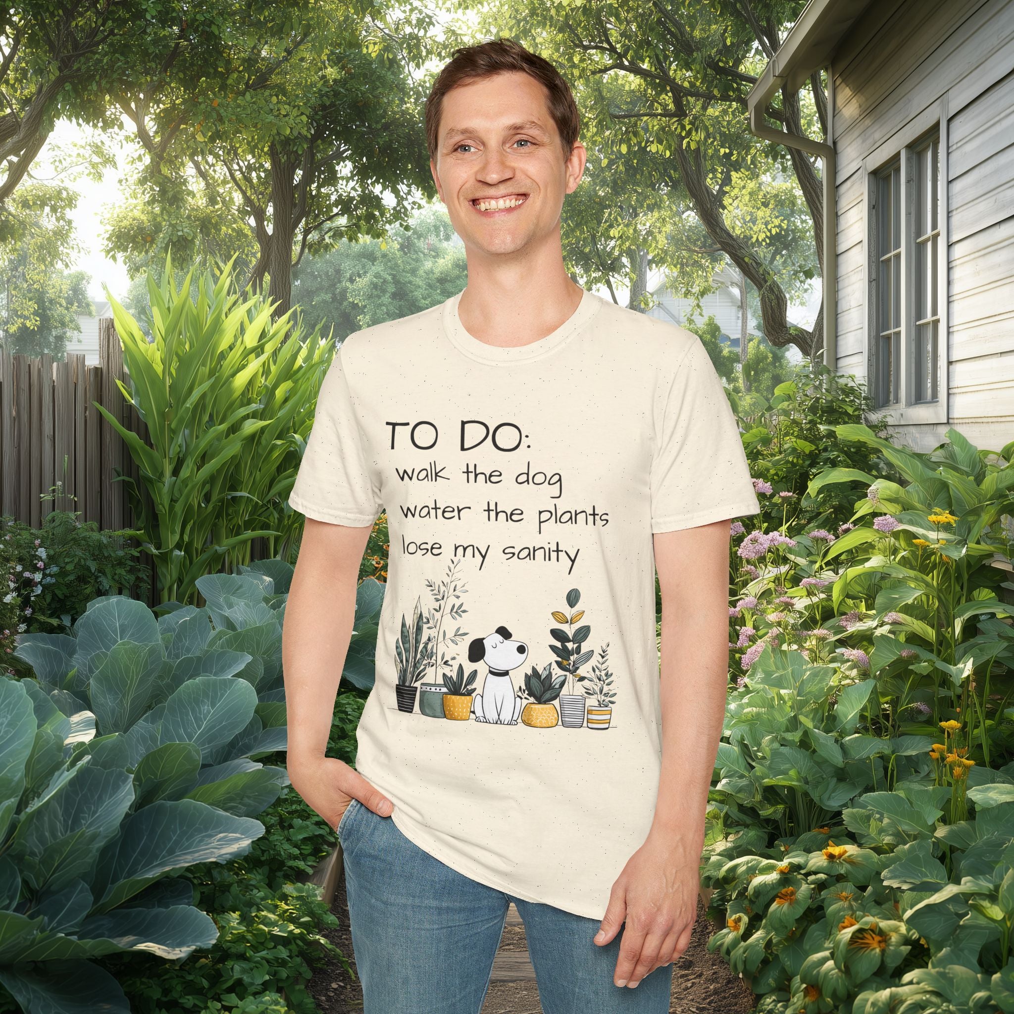 TO DO List T-Shirt – Funny Dog and Plant Life Graphic