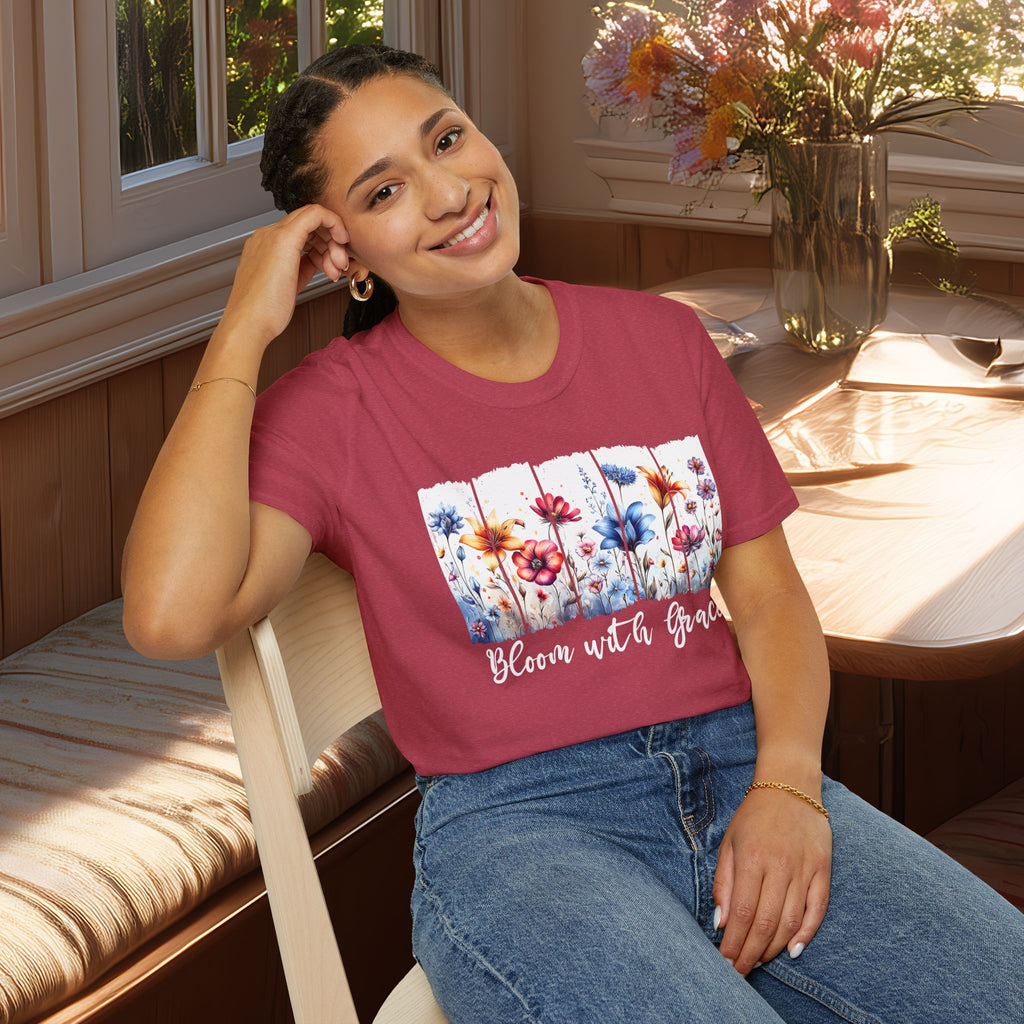 Bloom with Grace  Floral T-shirt for Nature and Flower Lovers