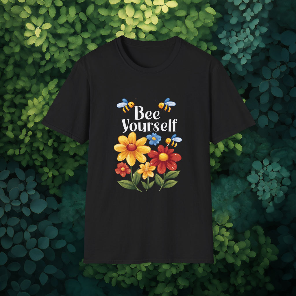 Bee Yourself Cartoon Bees and Flowers T-shirt for Nature and Bee Lovers