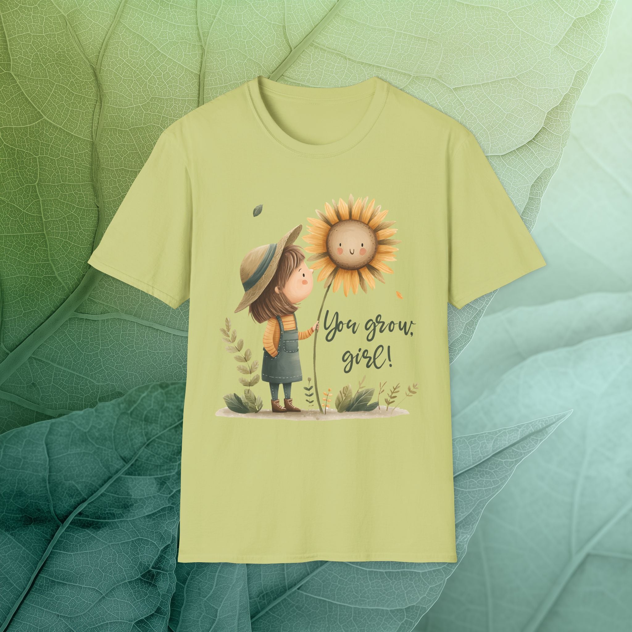 "You grow, girl!" Sunflower Garden Girl Tee