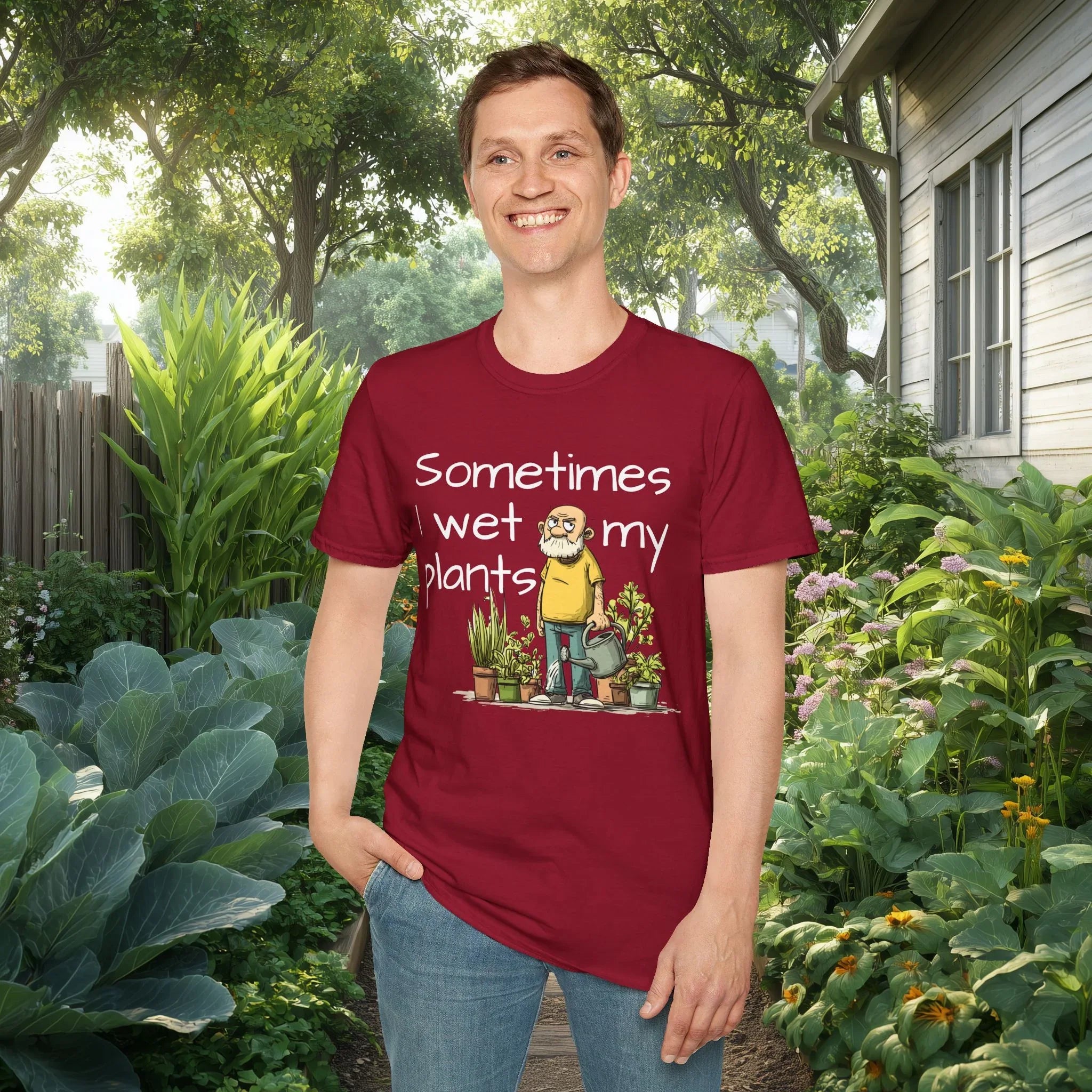 Sometimes I Wet My Plants Funny Gardening T-Shirt – Grumpy Old Man
