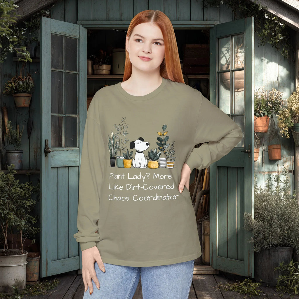Plant Lady Chaos Coordinator - Dog & Plants Long Sleeve Tee