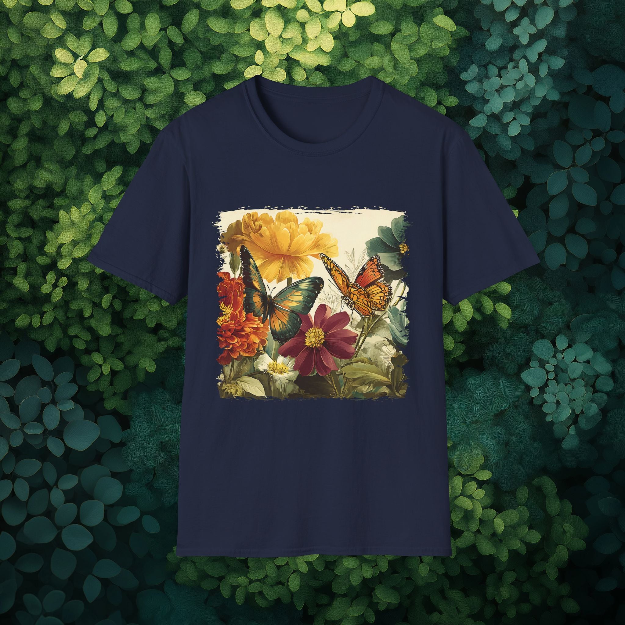 Butterflies & Blooms Retro Garden Flower T-Shirt
