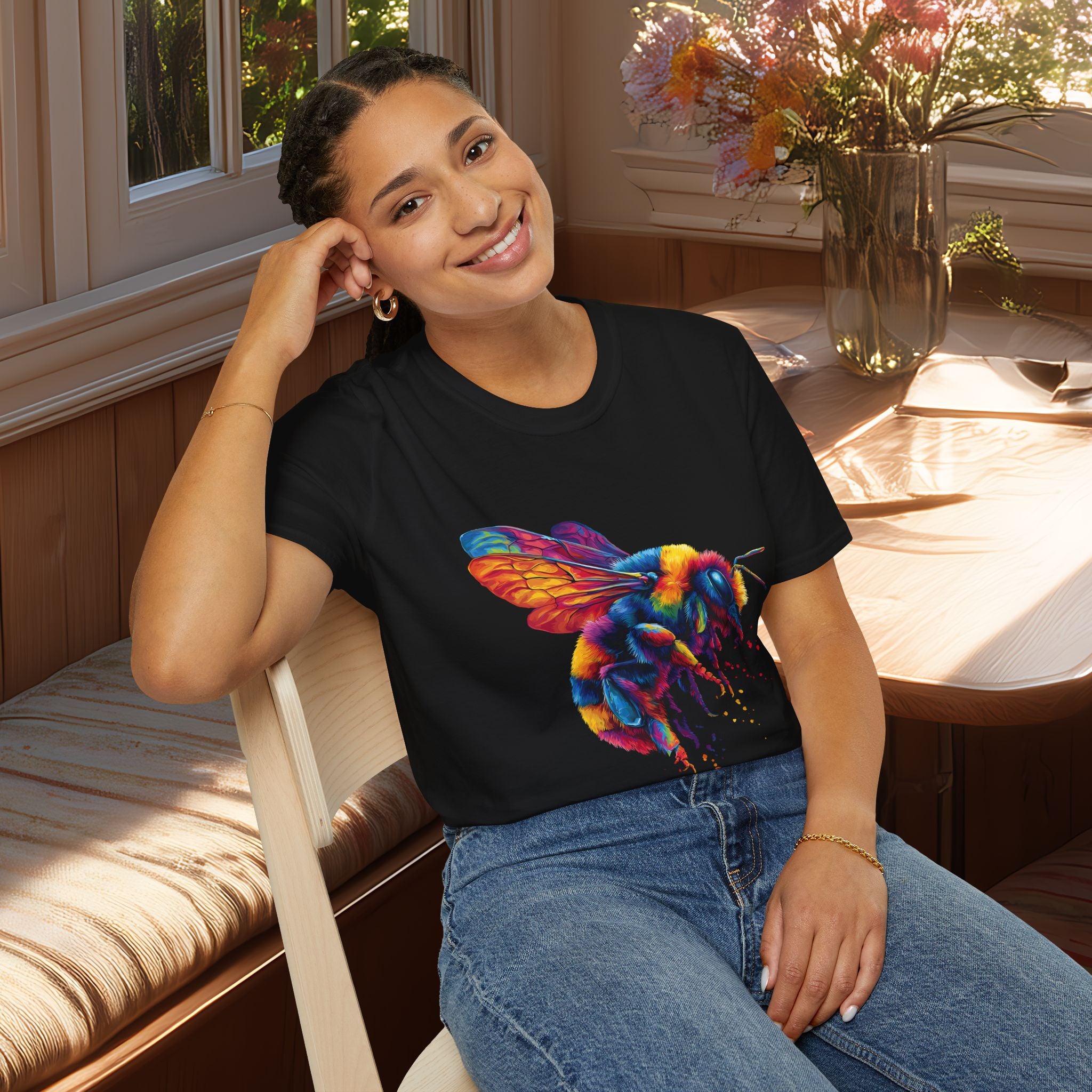 Psychedelic Rainbow Bumblebee Graphic T-Shirt