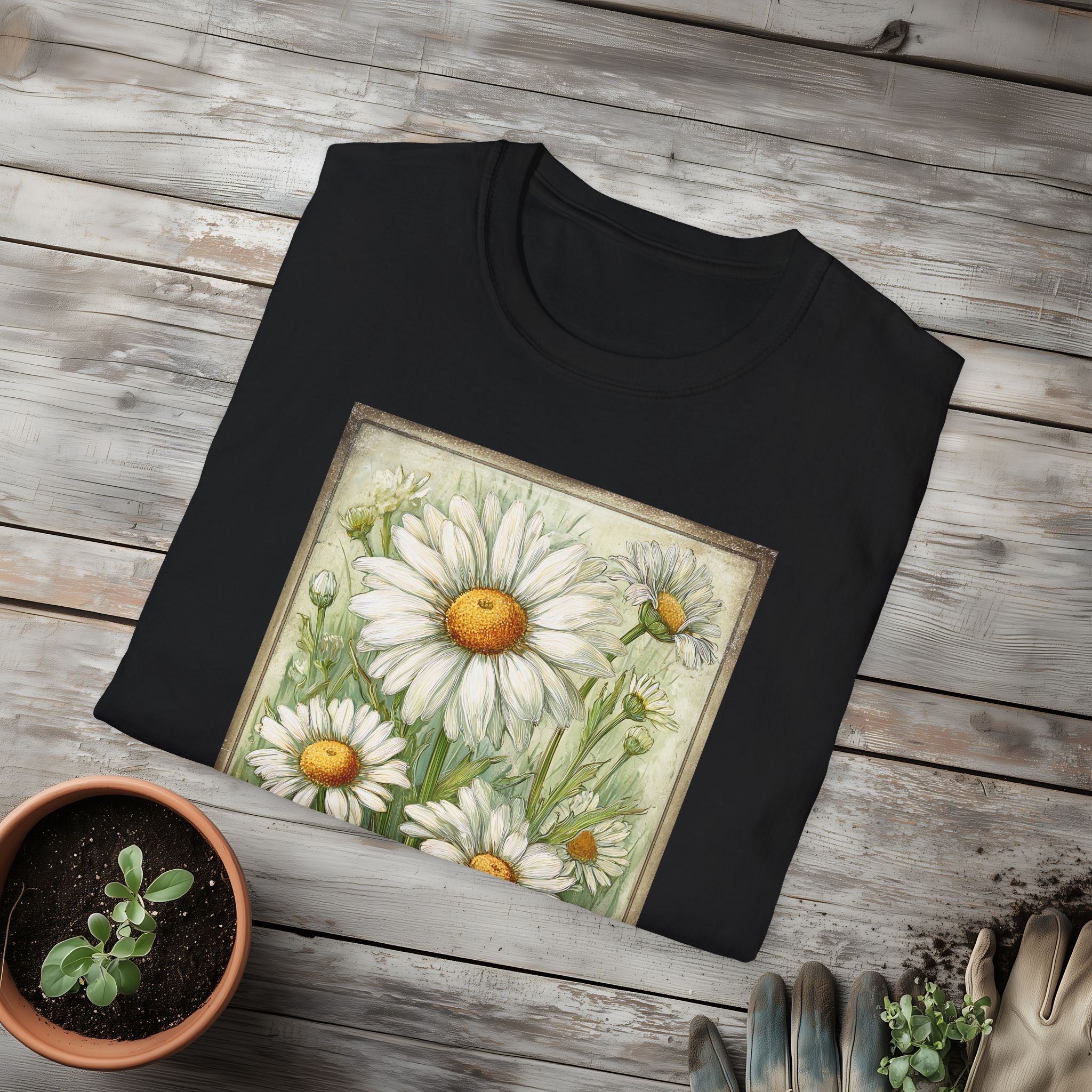 Vintage Daisy Seed Packet Unisex T-Shirt for Gardeners, Nature Lovers, Summer Casual Wear