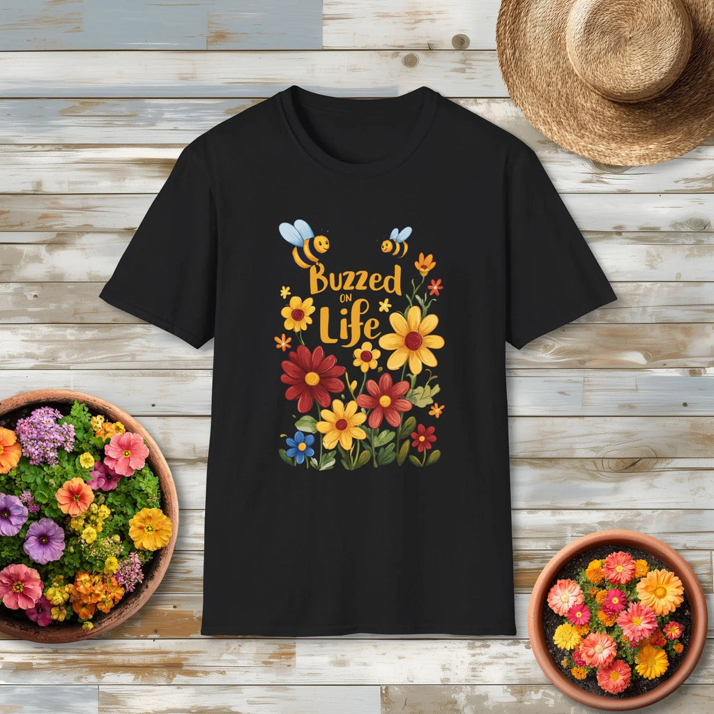 Cartoon Bee - Buzzed on Life T-Shirt