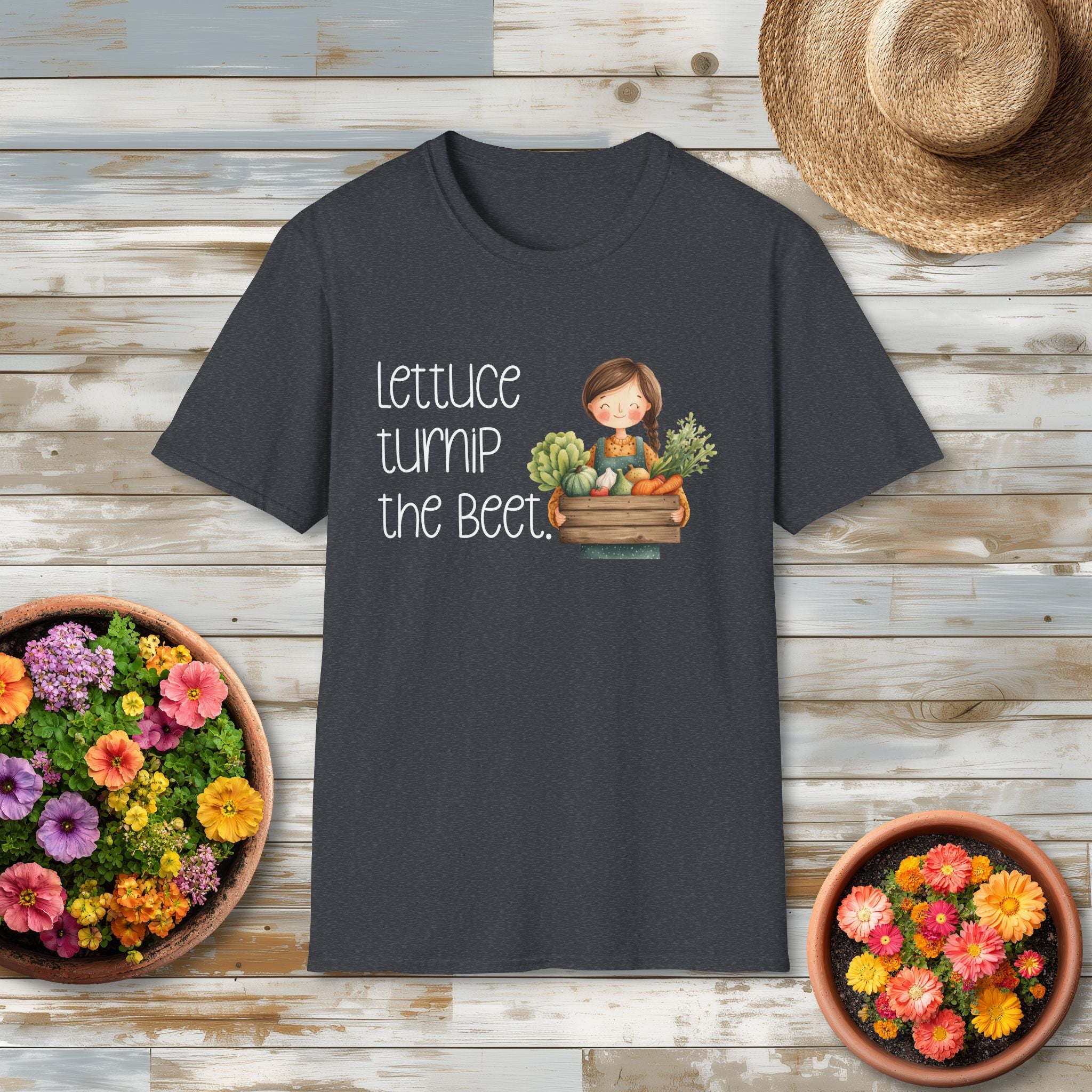Lettuce Turnip the Beet, Cartoon Gardener T-Shirt
